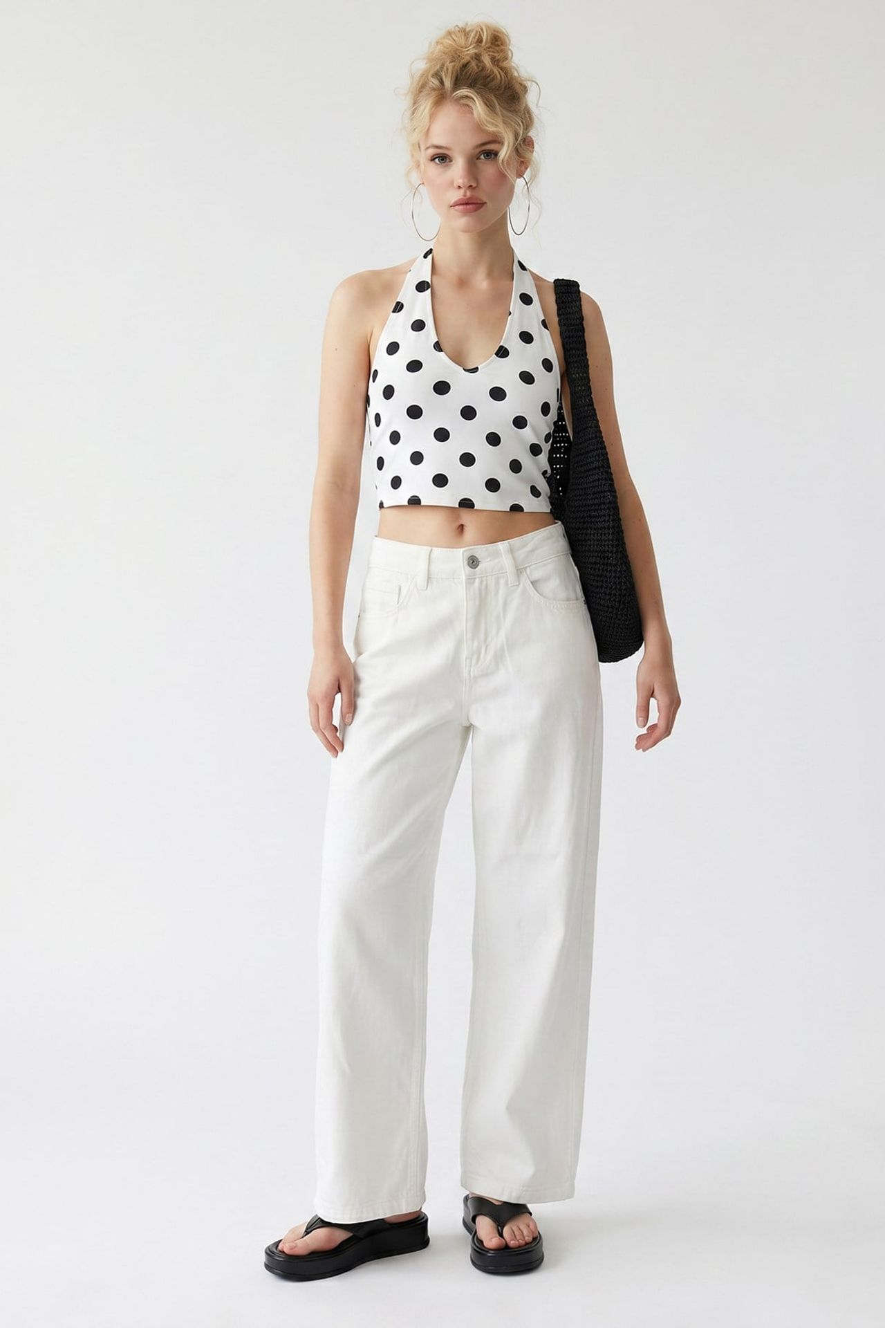 MIXRAY High-Waist Wide-Leg Cotton Jeans 4