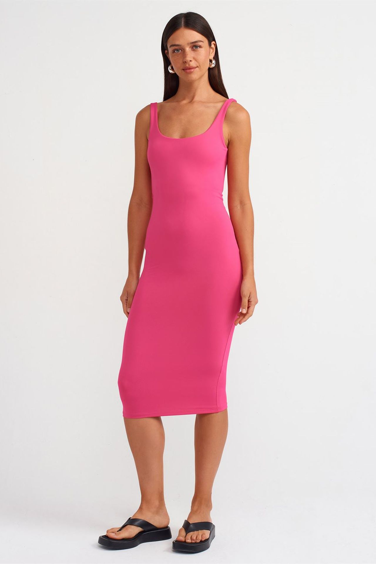 DILVIN Kolsuz Bodycon Midi Elbise 1