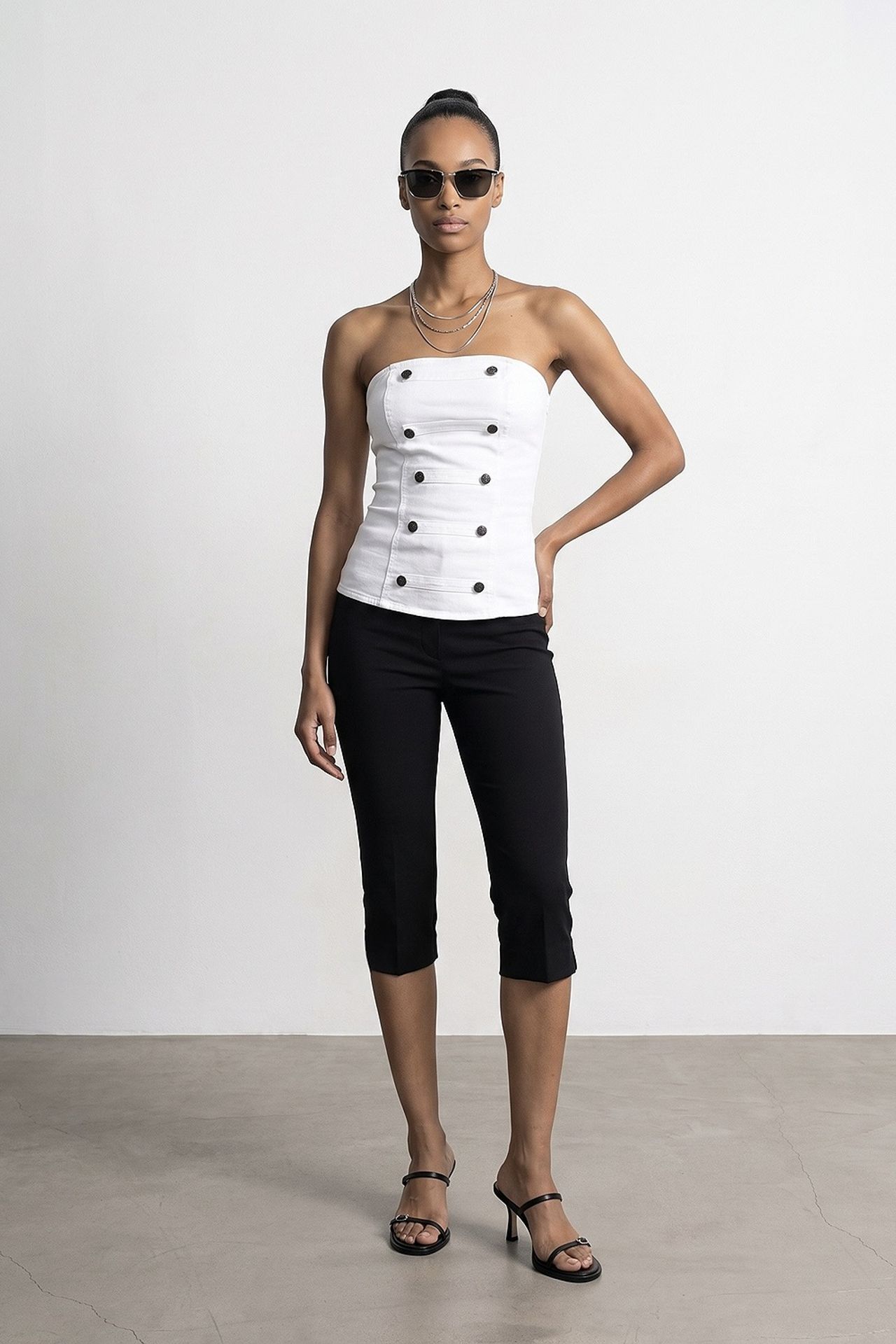 DILVIN Strapless Cotton Poplin Corset Blouse 5