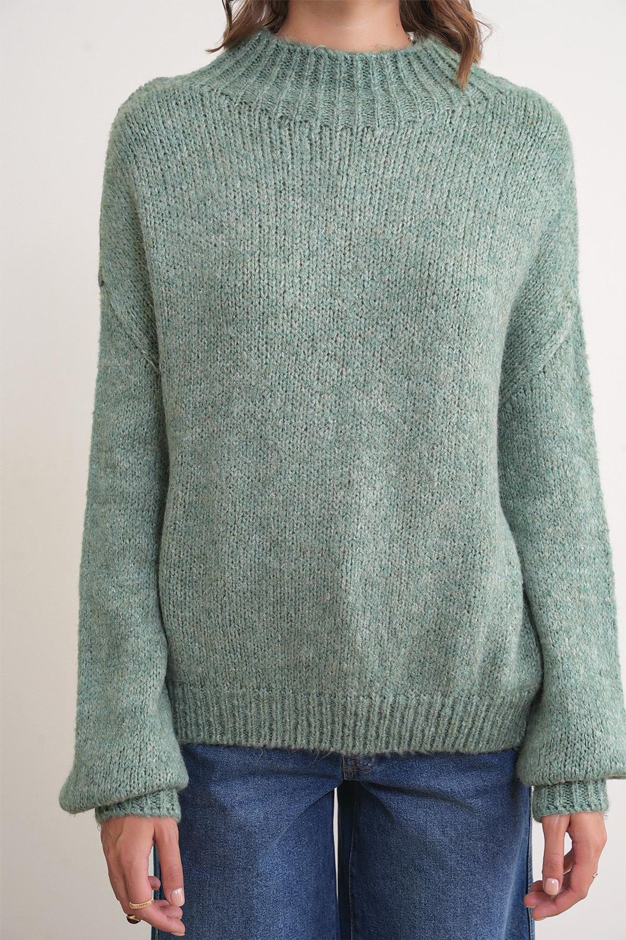 Mixray Relaxed Fit Crew Neck Thick Knit Sweater 5