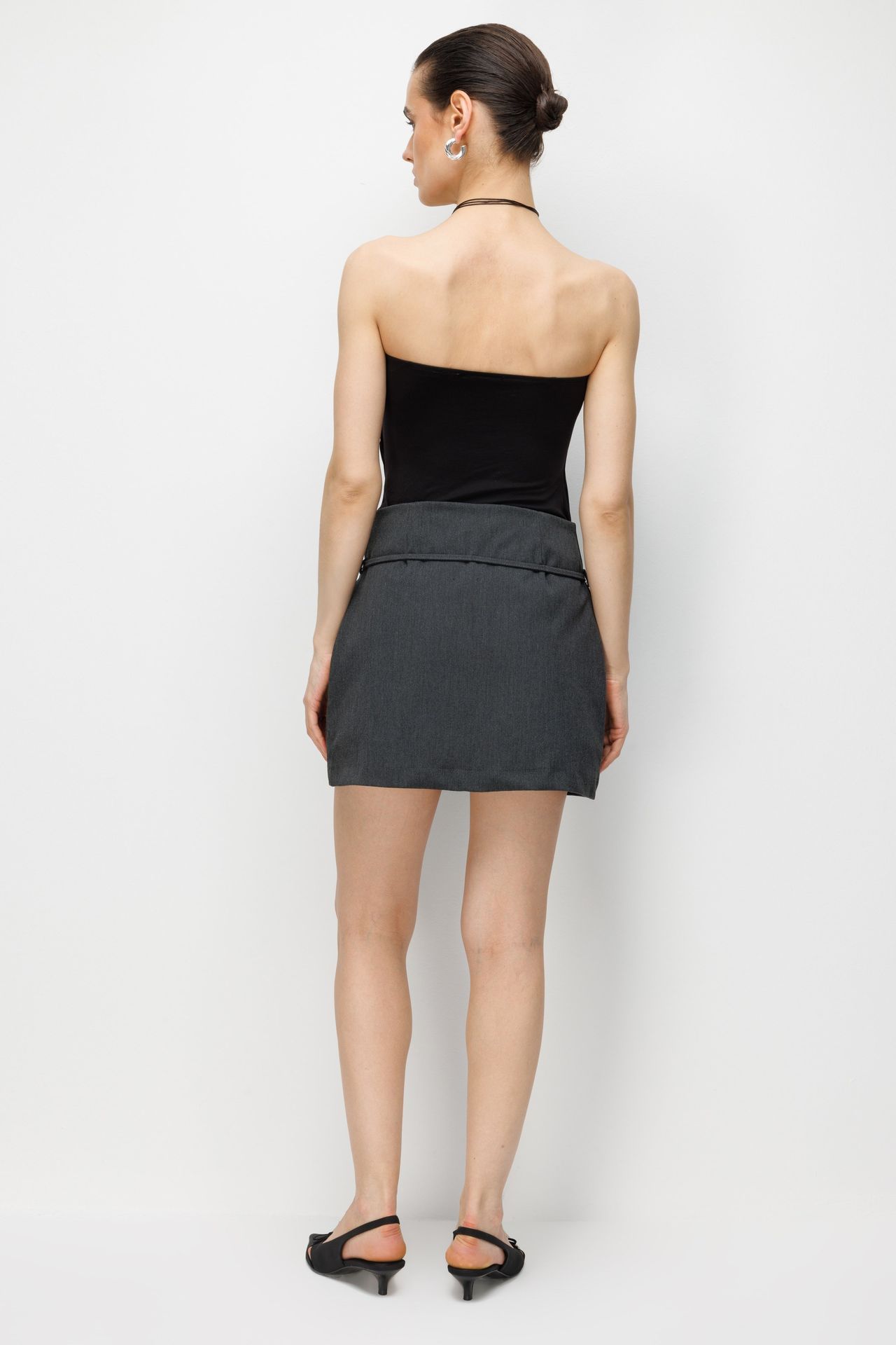 MIXRAY High Waist Mini Skirt with Belt 6