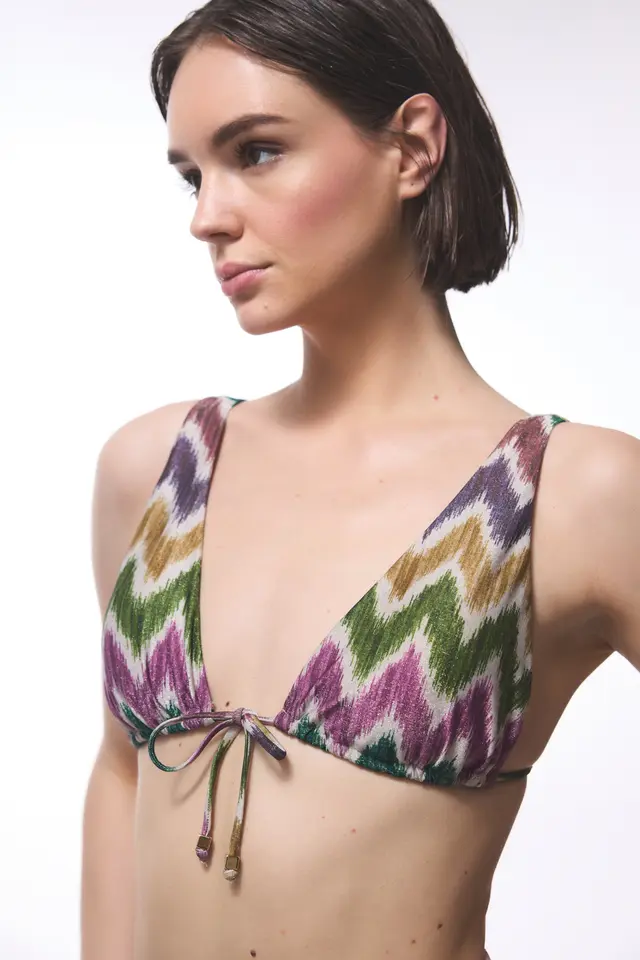PENTI Celine Deep V Zigzag Bikini Top