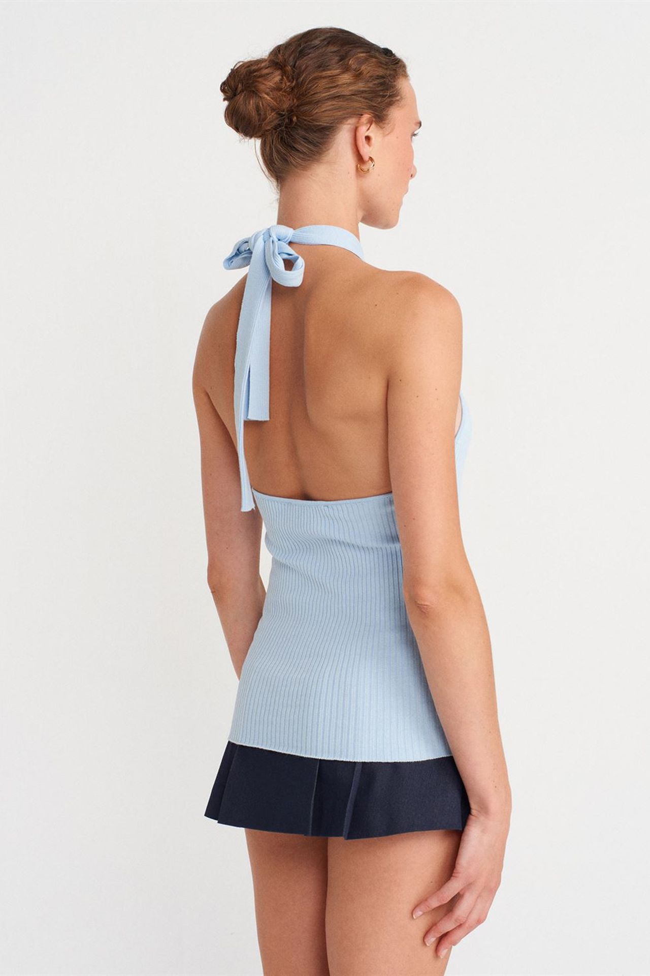 DILVIN Fitilli Halter Yaka Slim Bluz 2