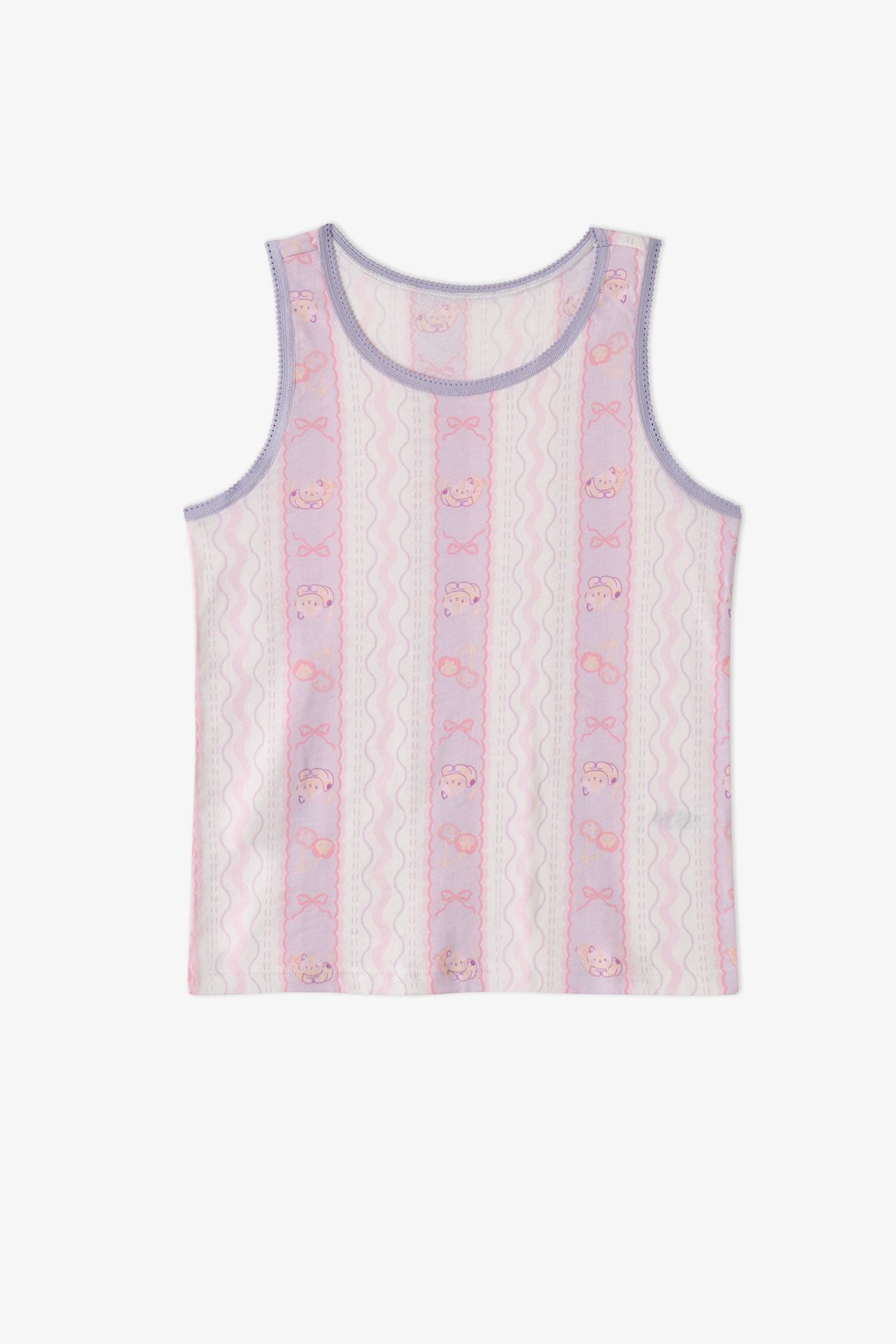PENTI Girl's Broken Cute Cat Floral Tank Top 3