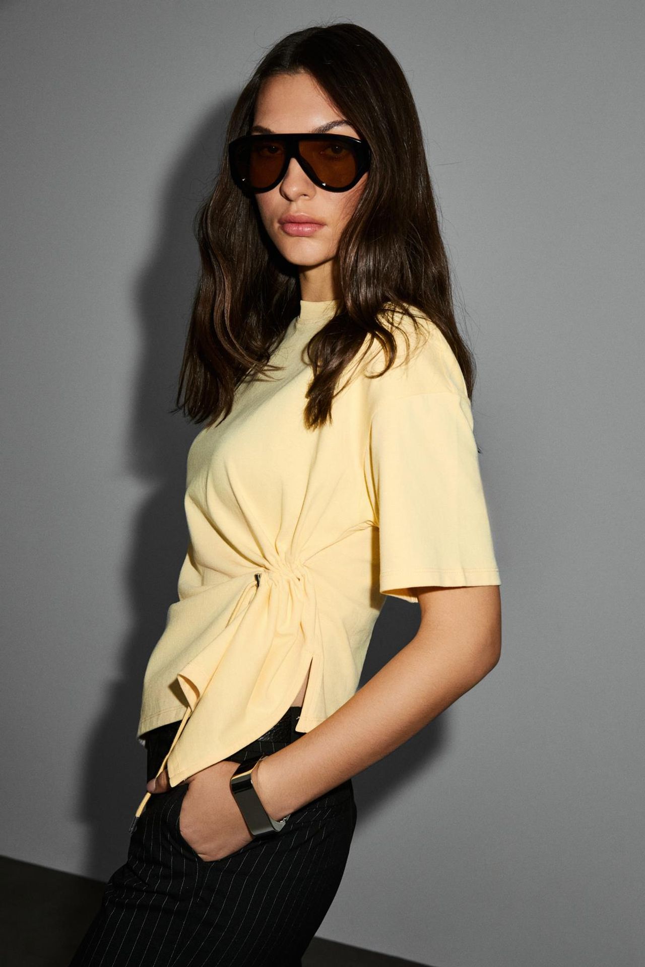 GRIMELANGE Tie-Detail Crew Neck Blouse 5