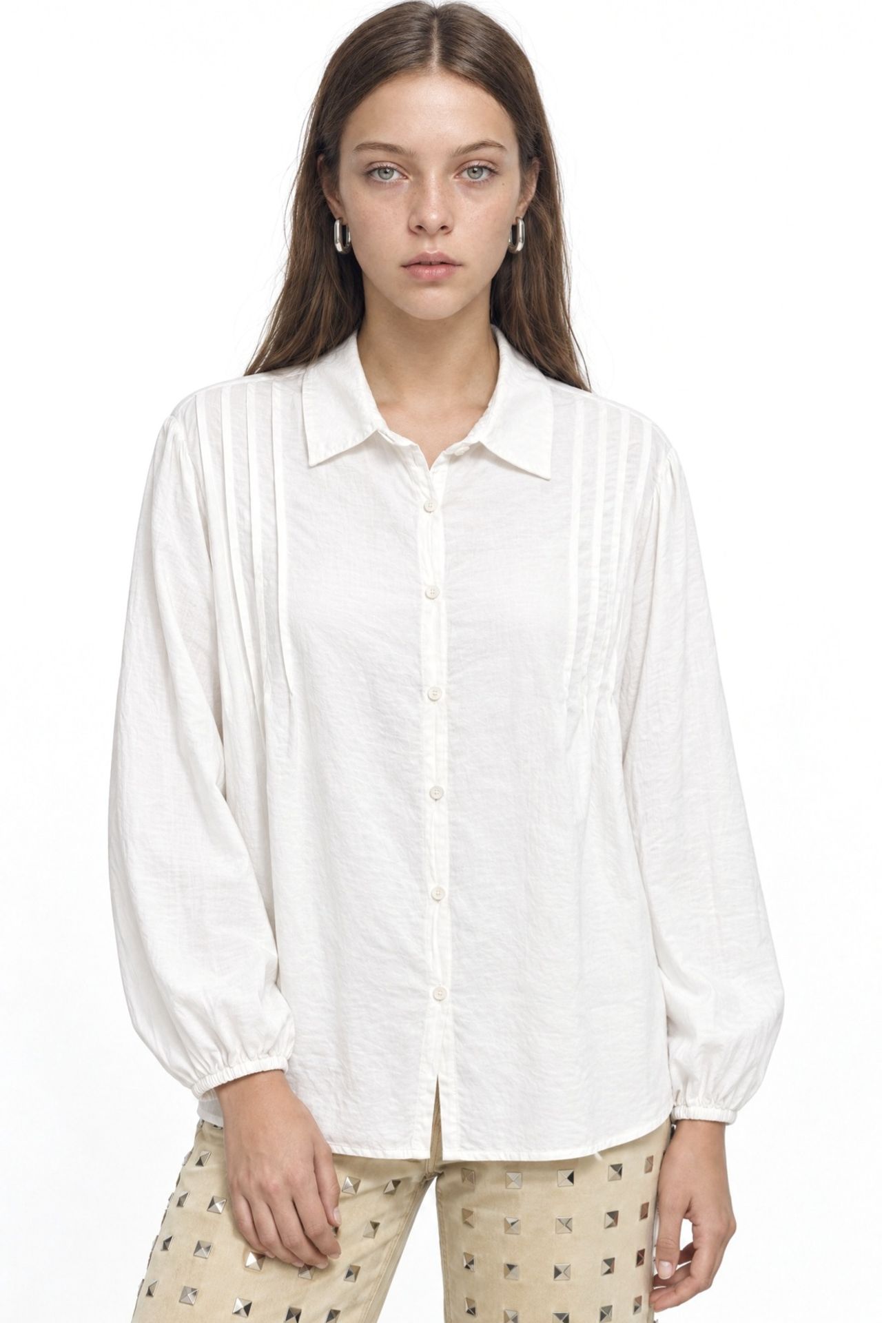 MIXRAY Textured Ribbed Long Sleeve Button-Up Shirt 1