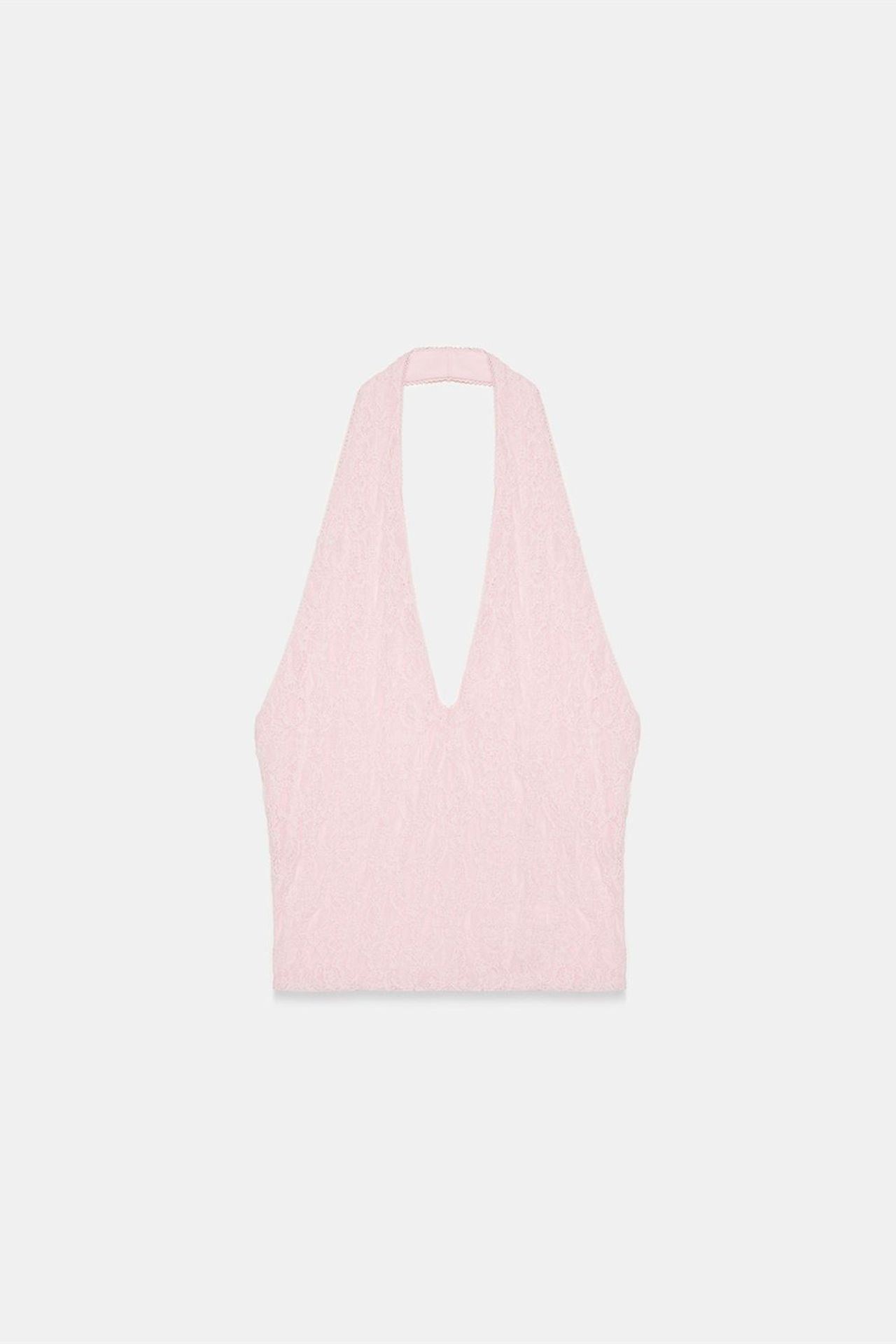 DILVIN Dantel Halter Yaka Kısa Bluz 5