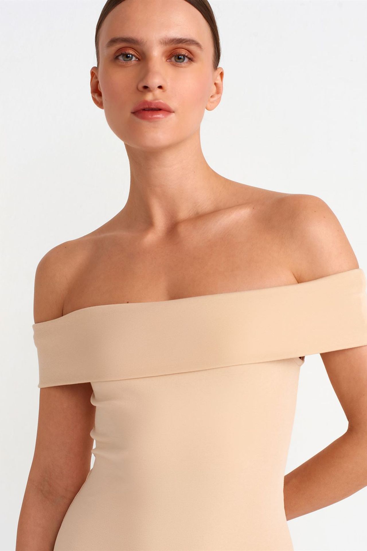 DILVIN Omuzları Açık Bodycon Mini Elbise 4