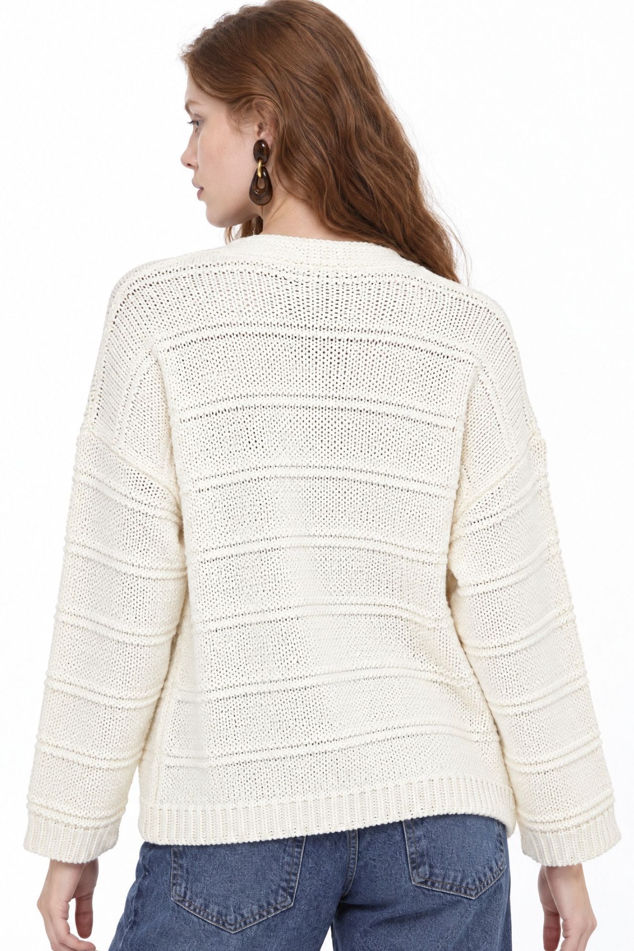 Mixray V-Neck Ribbed Knit Cardigan