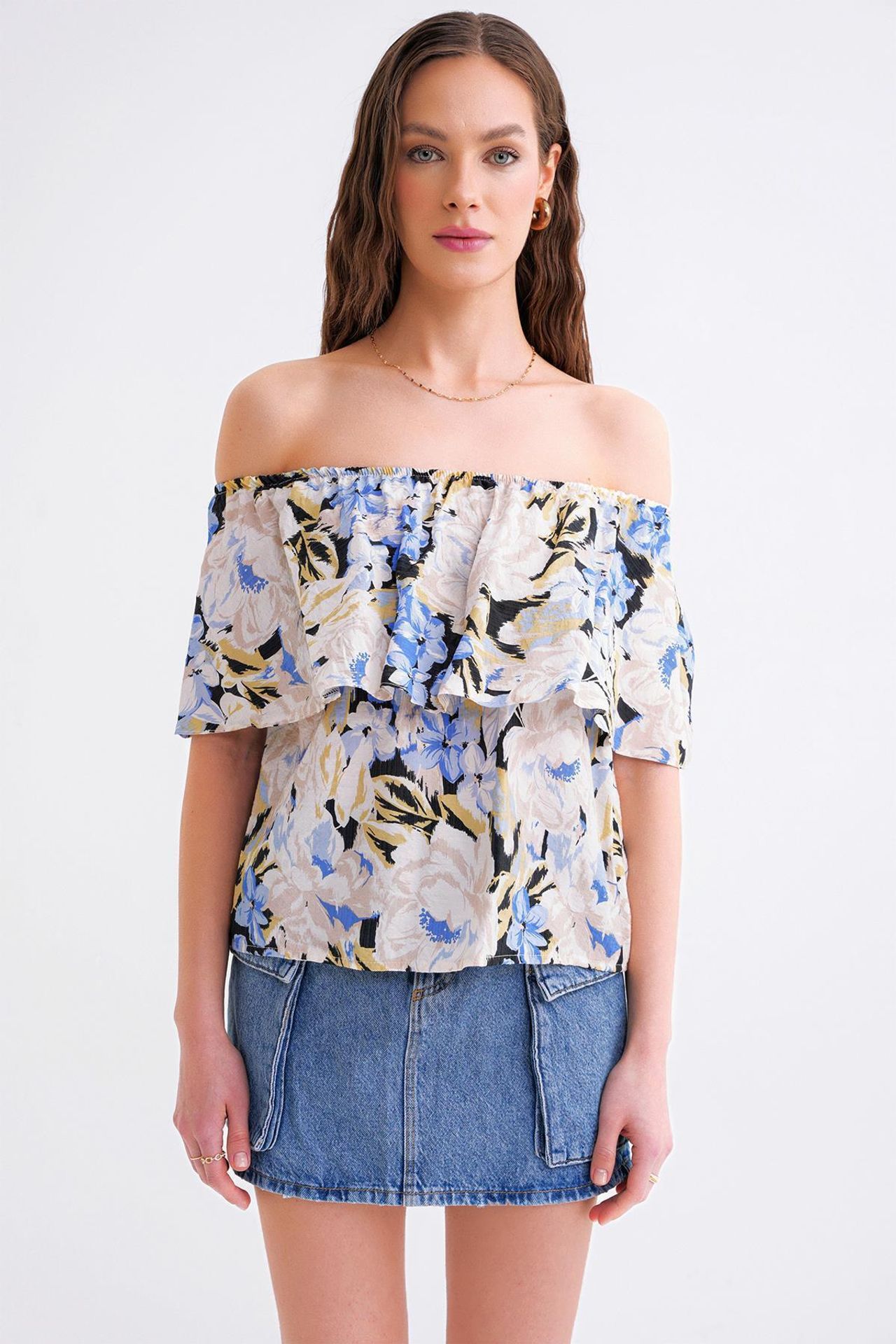 Mixray Floral Print Off Shoulder Blouse 5