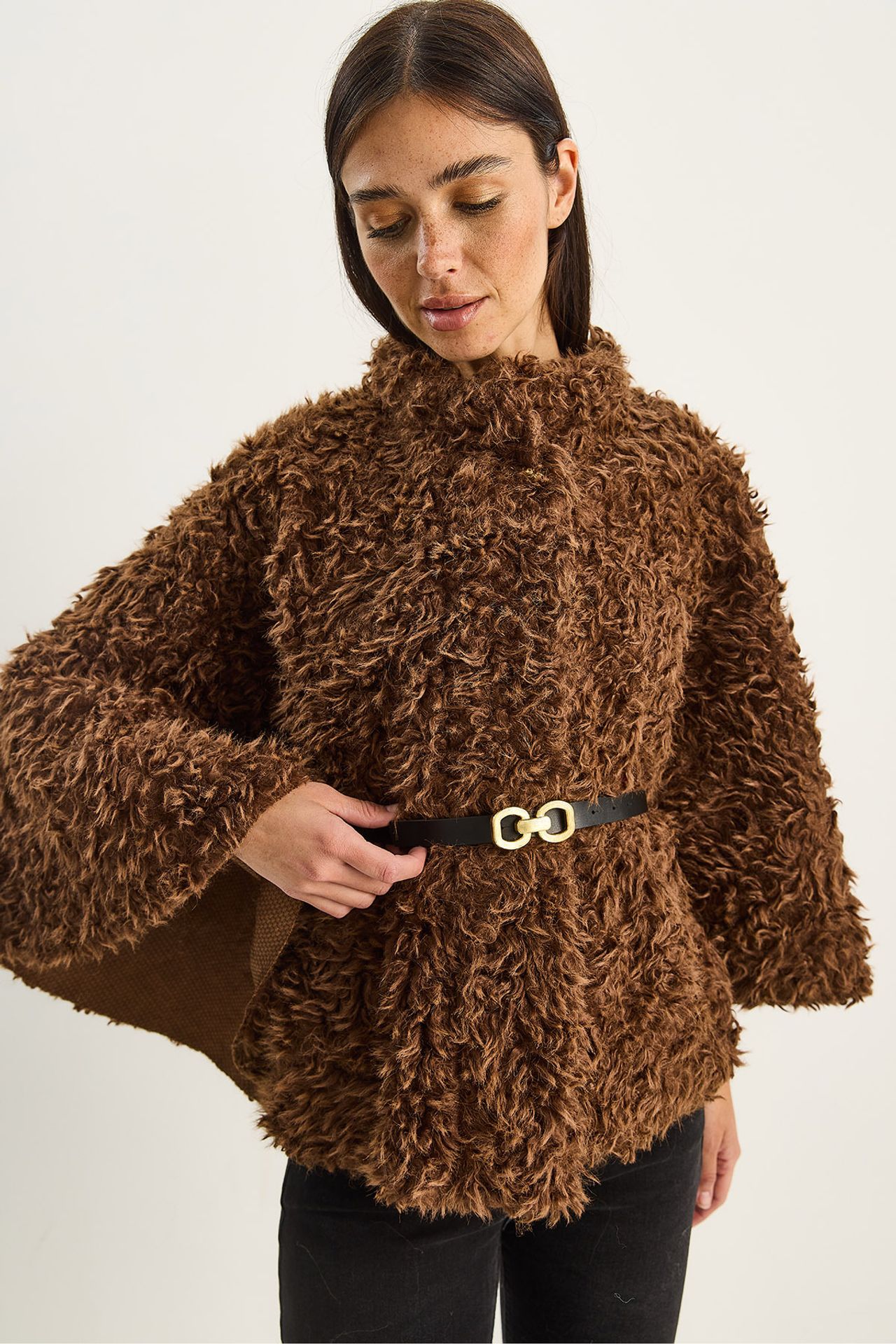 LUCCI Oversize Plush Coat with Jacket Collar 4