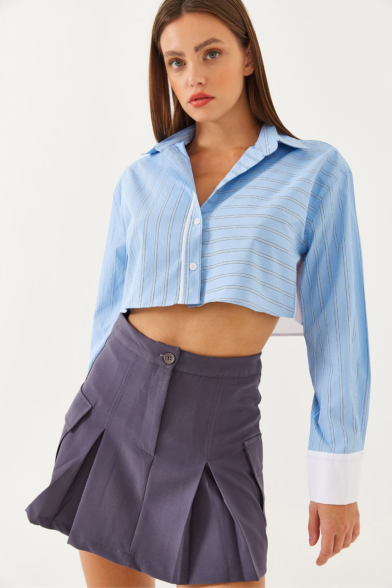 LUCCI Striped Crop Shirt