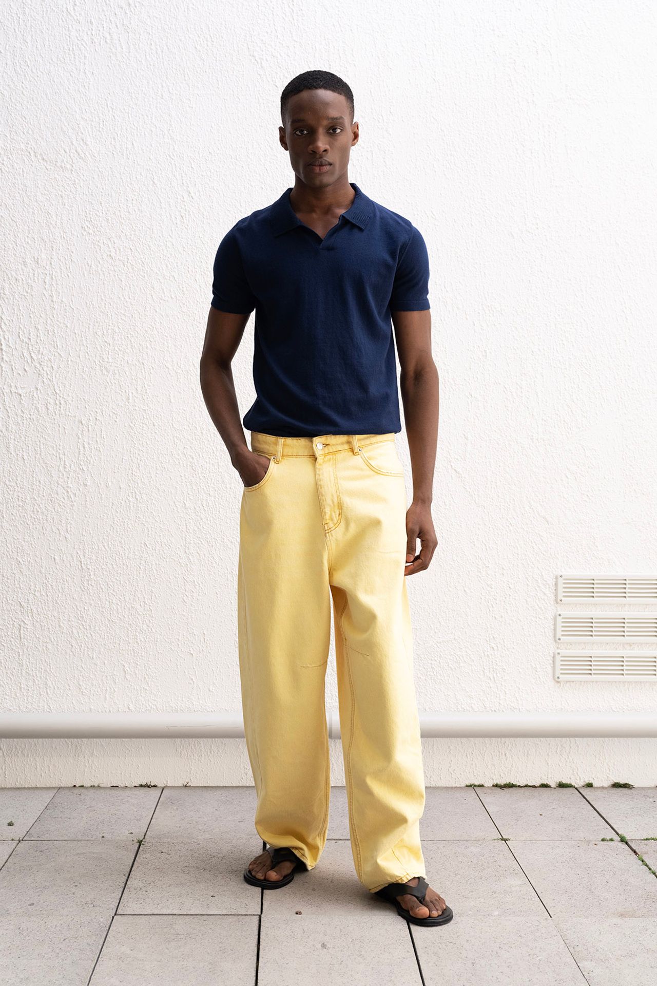 GIESTO Plain Polo Collar Knitted T-Shirt 3