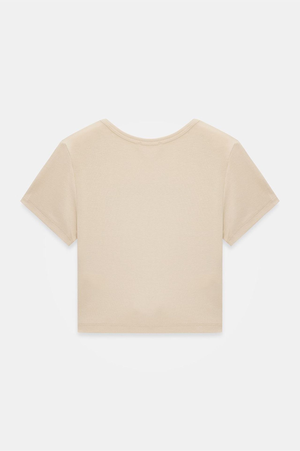 DILVIN Kadın Crop Slim Fit Bisiklet Yaka Tişört 6
