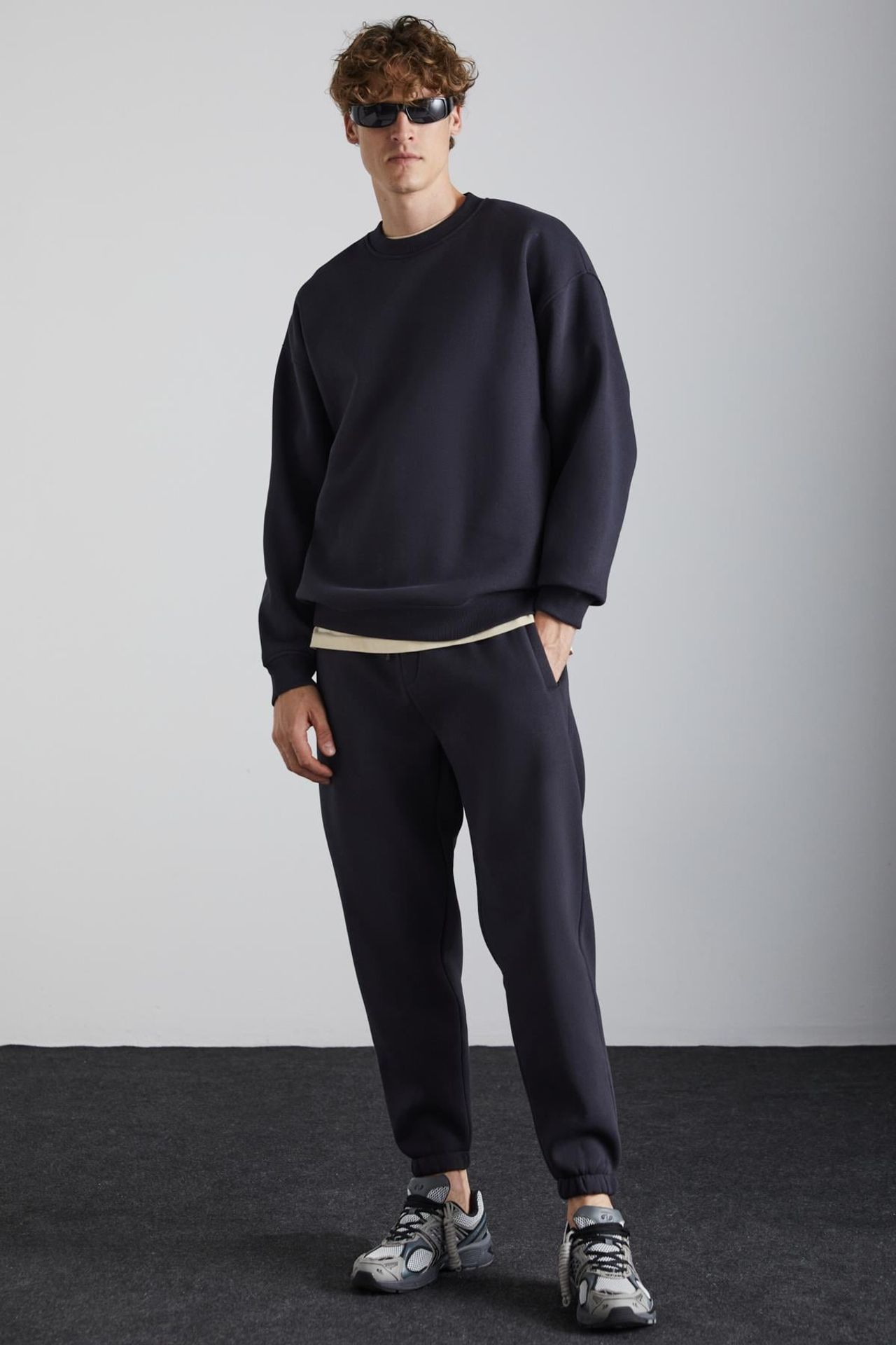 GRIMELANGE Bol Kesim Fitilli Bisiklet Yaka Sweatshirt 1