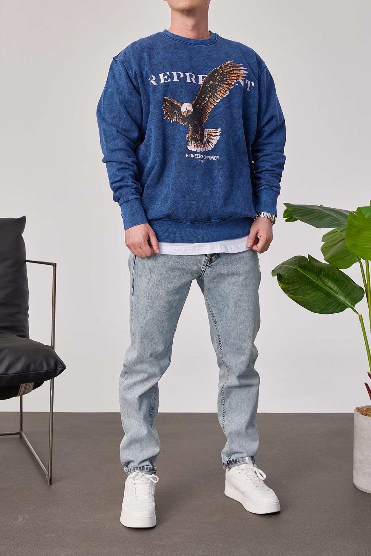 NOMARC Baskılı Bisiklet Yaka Sweatshirt 3