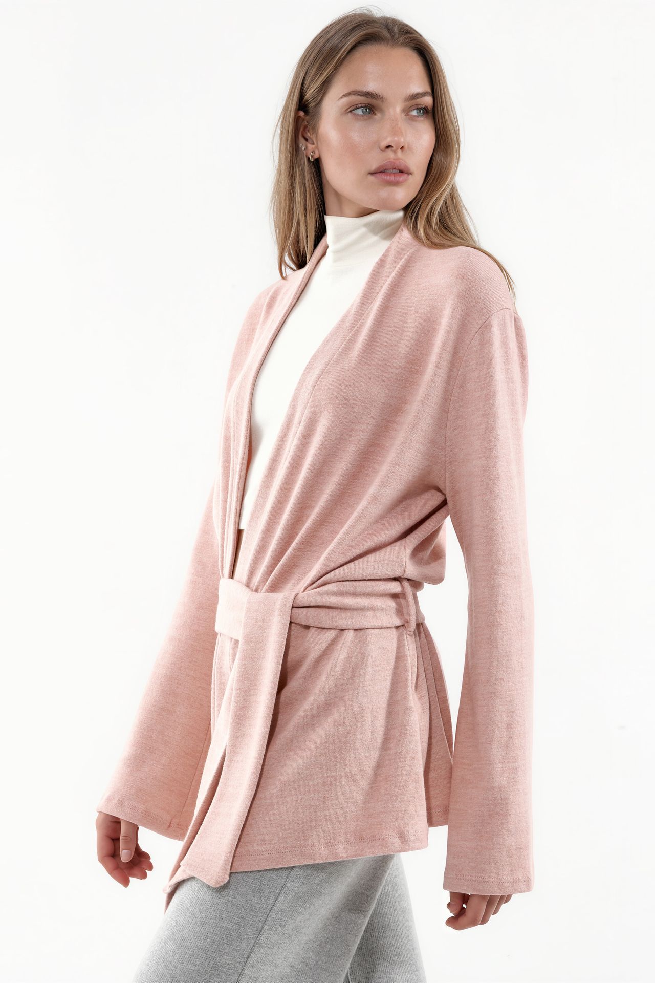 BUSEM Belted Ribbed Knit Cardigan 2