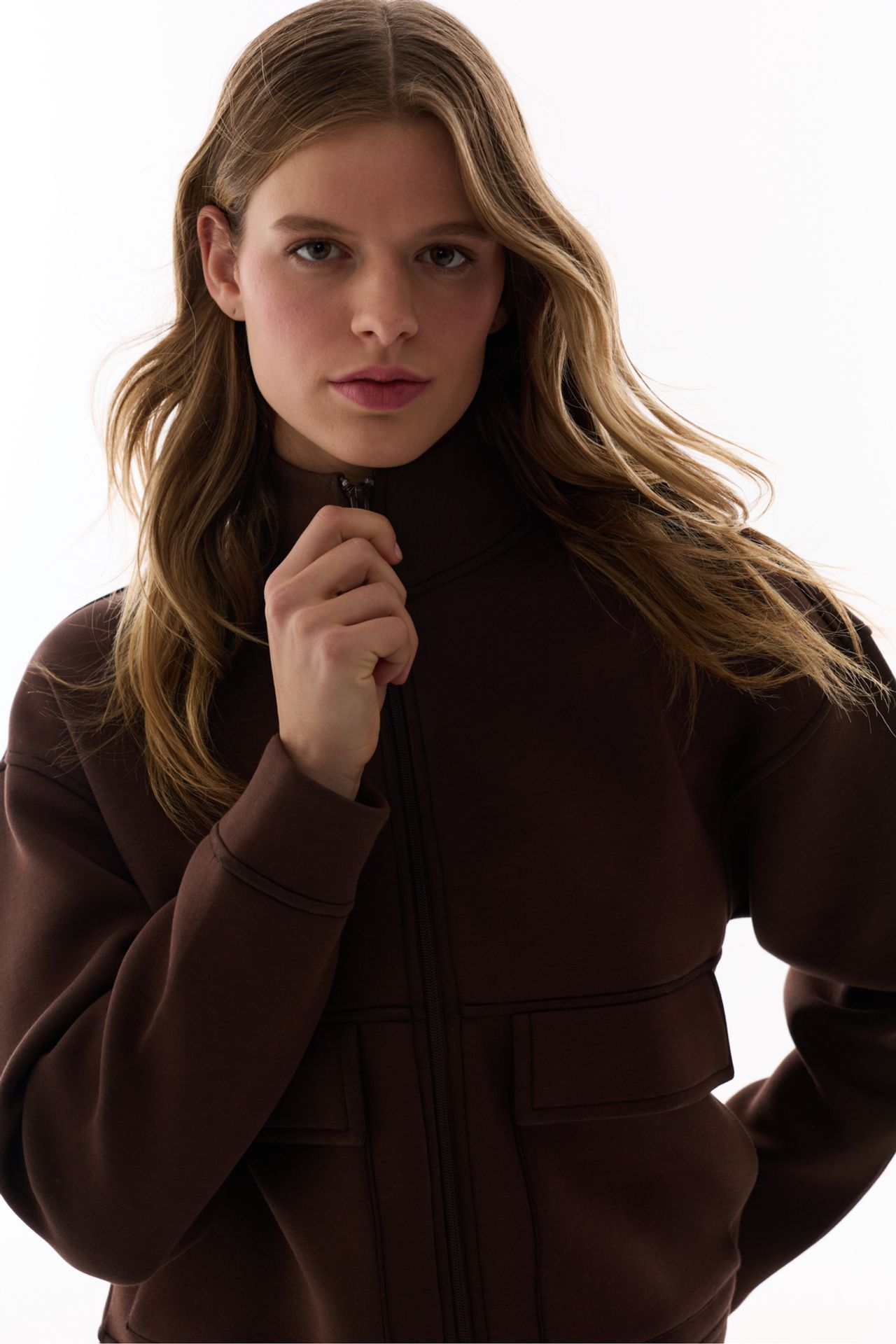 PENTI Pocket Detail Scuba Zip-Up Long Sleeve Jacket 3
