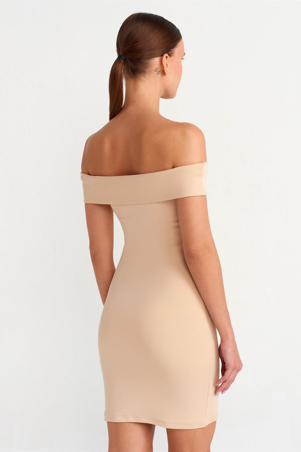 DILVIN Omuzları Açık Bodycon Mini Elbise 2