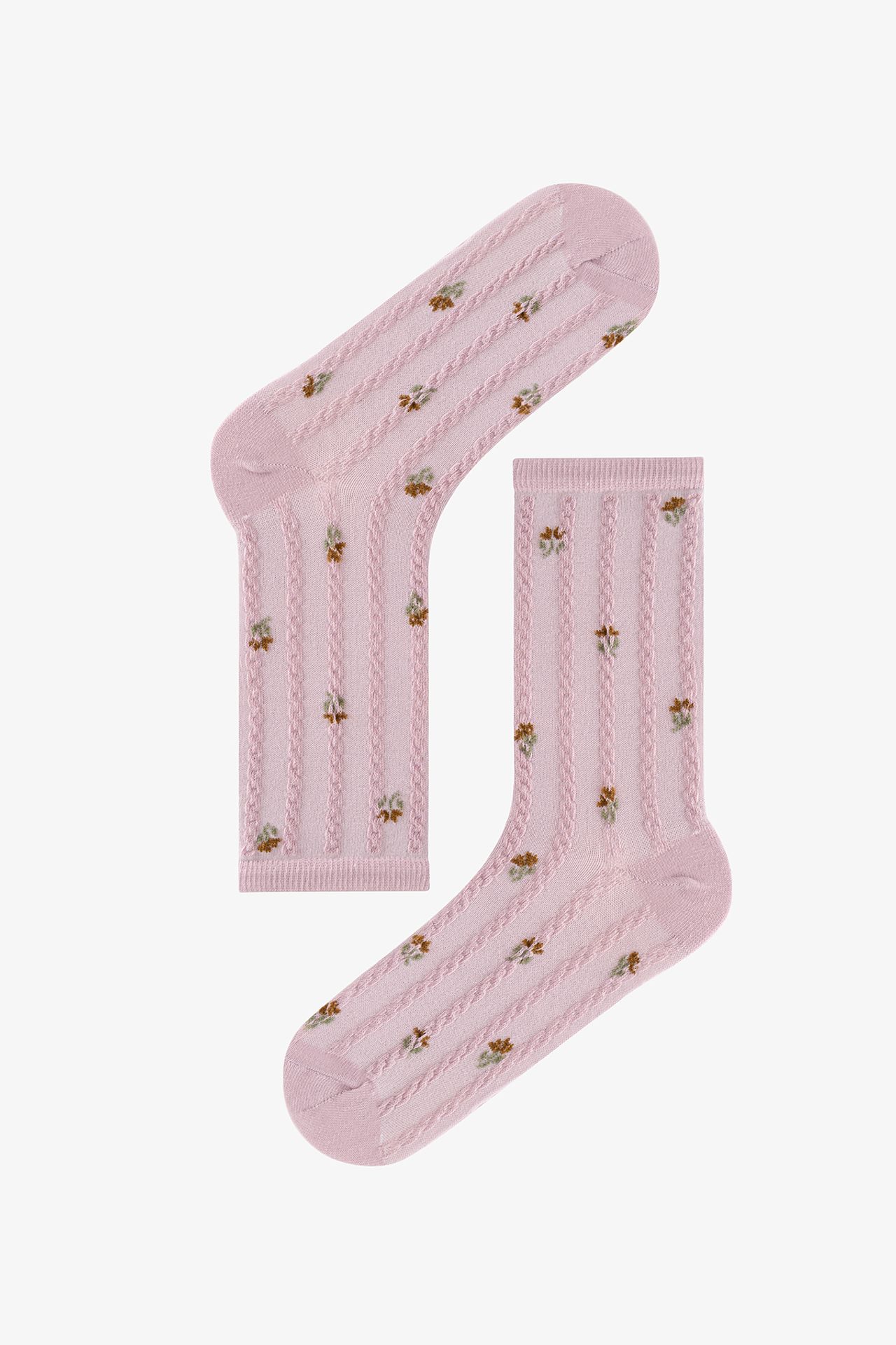 PENTI Gül Nature Bloom Floral Jacquard Pair Crew Socks 5