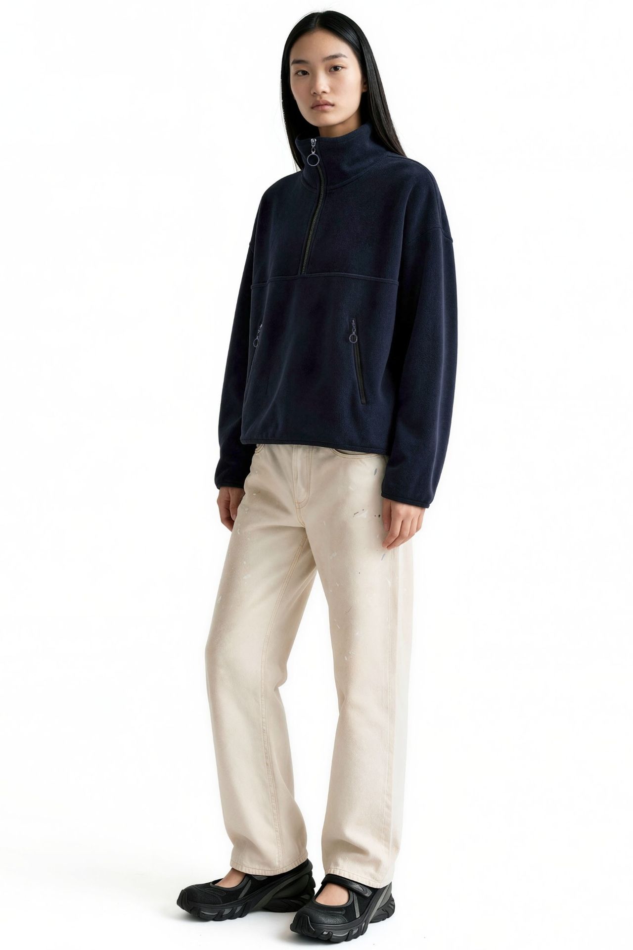 BUSEM Women's Half Zip Crop Sweatshirt 2