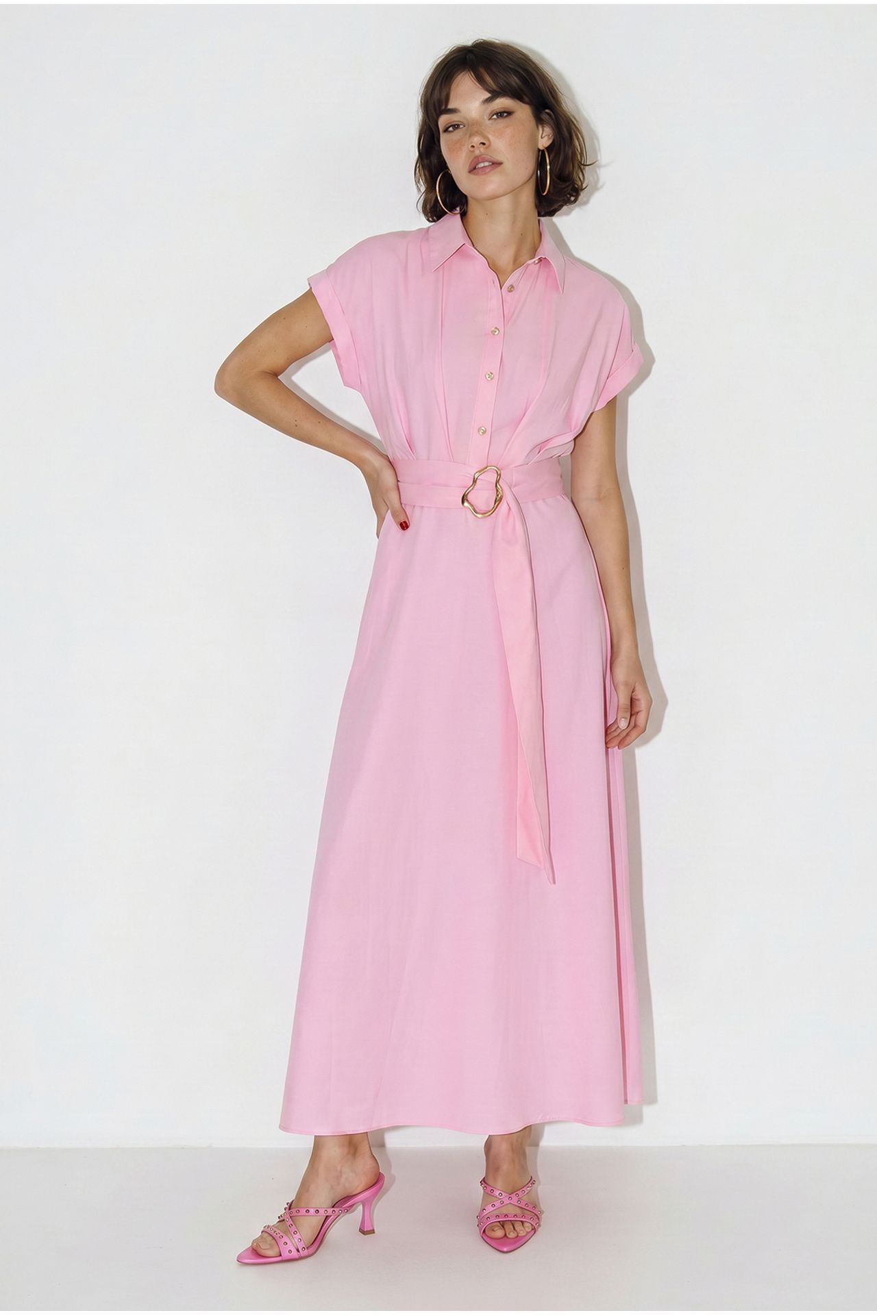 LUCCI Belted Poplin Shirt Dress 2