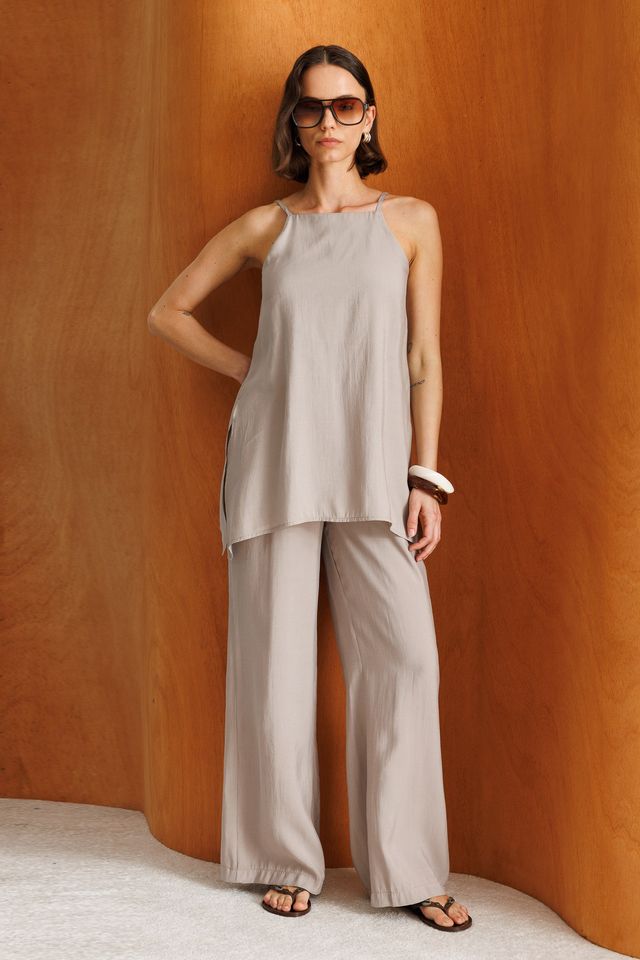 MIXRAY Wide-Leg Halter Jumpsuit