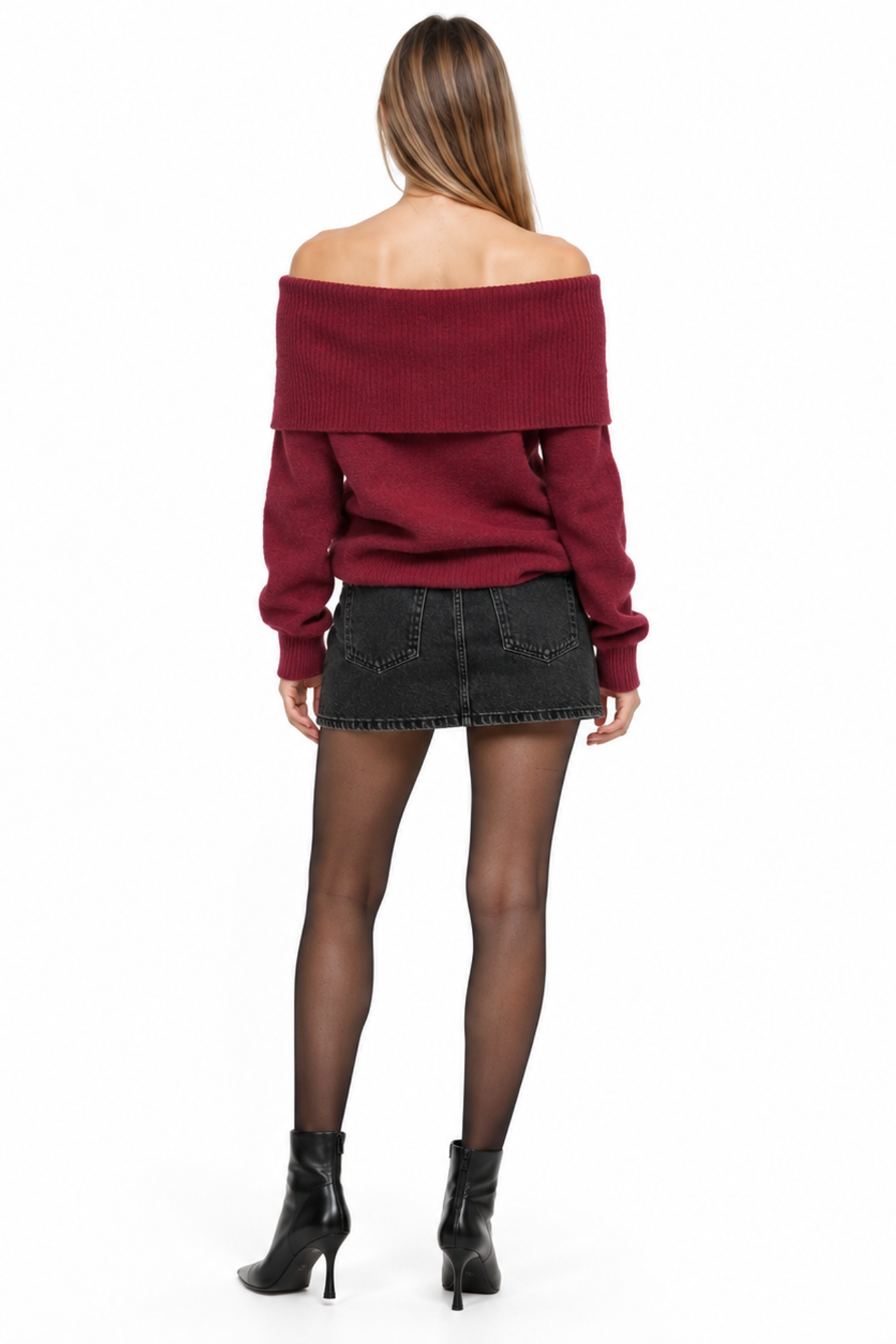 MIXRAY Oversized Ribbed Knitwear Blouse with Madonna Collar 5