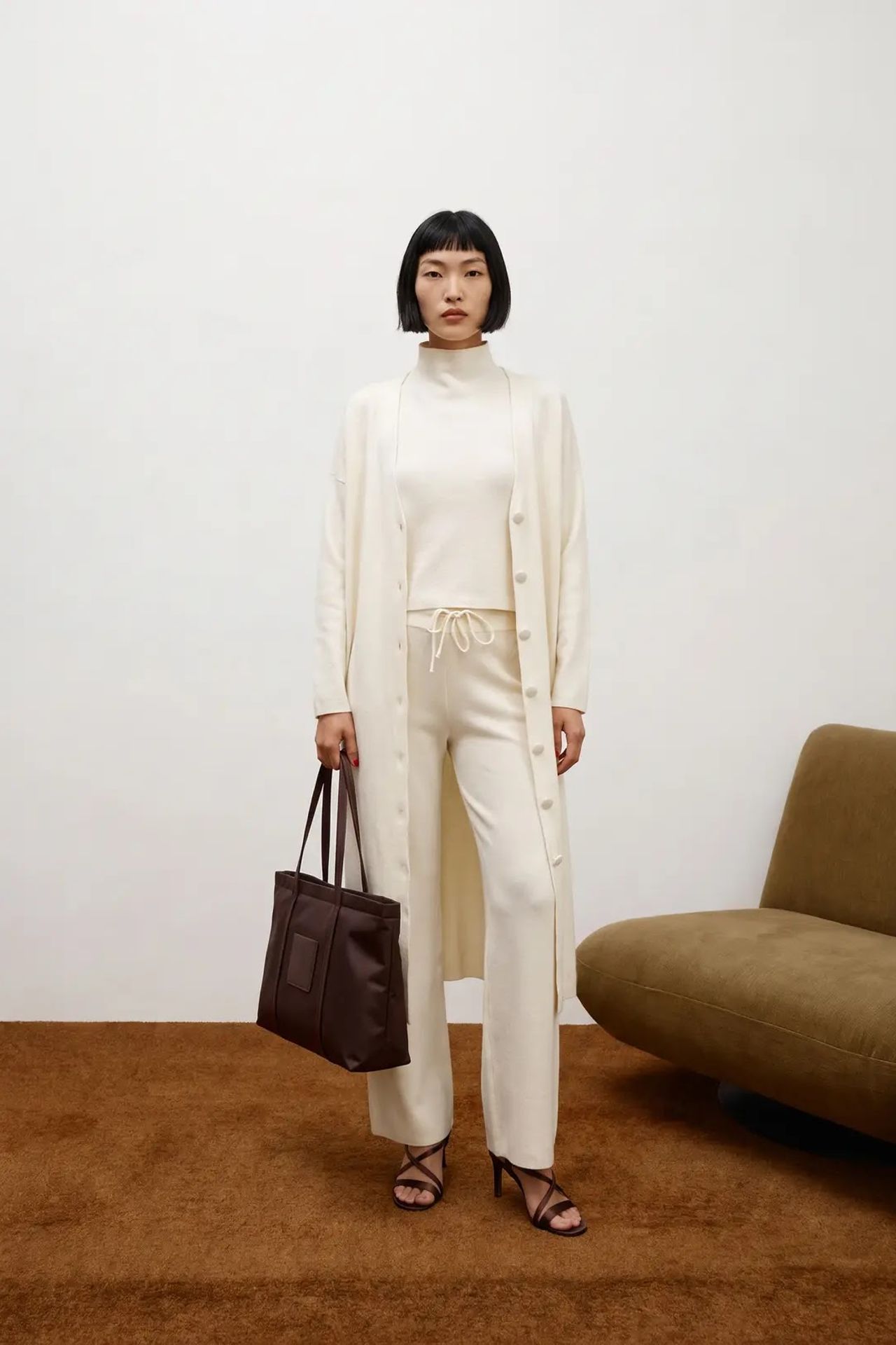 MY FASHION 3'lü Yüksek Belli Bol Paça Örme Takım 3