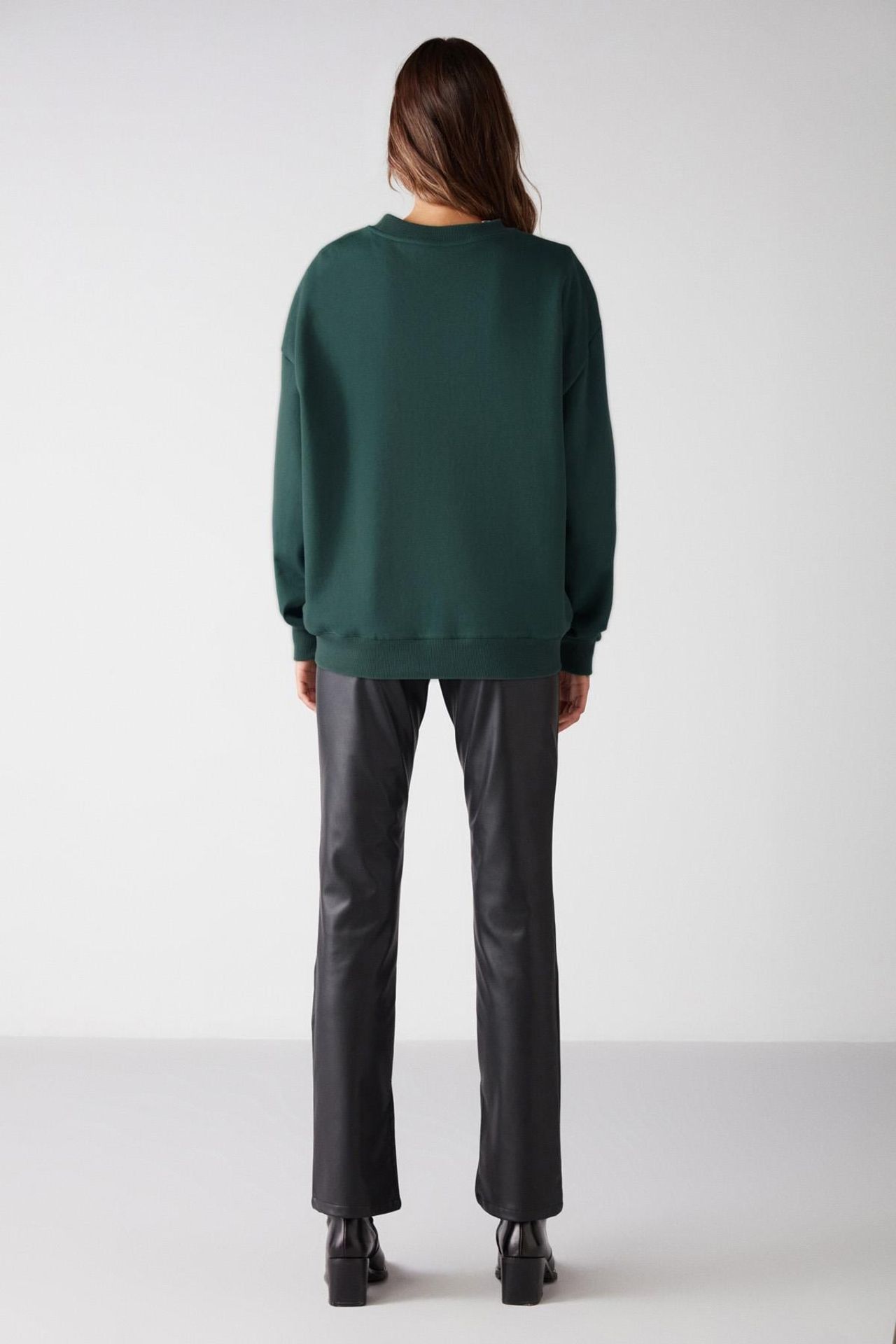 GRIMELANGE Geniş Kesimli Fitilli Bisiklet Yaka Sweatshirt 4