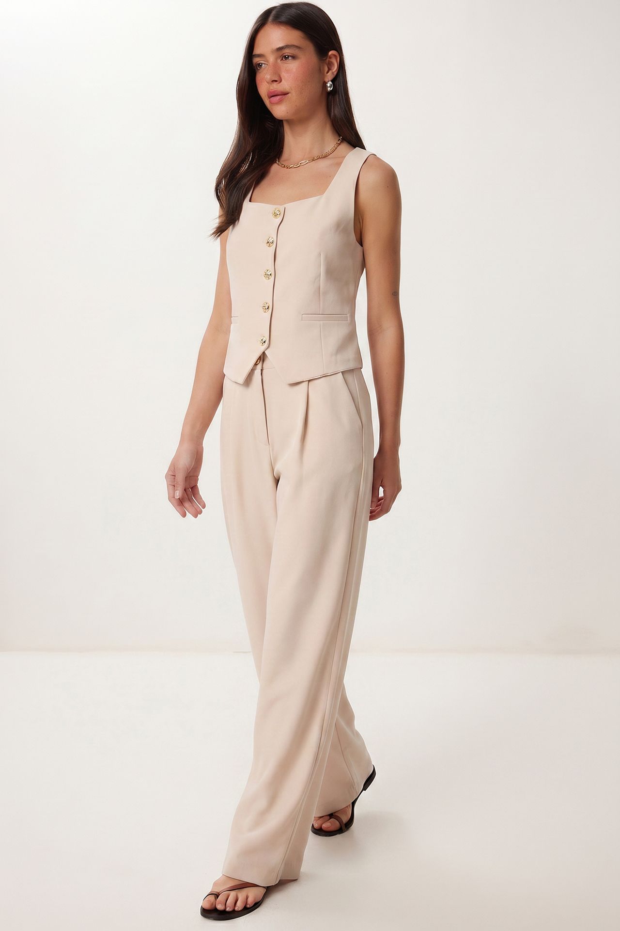 ISTANBUL Women’s Two-piece Vest And Wide-leg Trouser Set 3