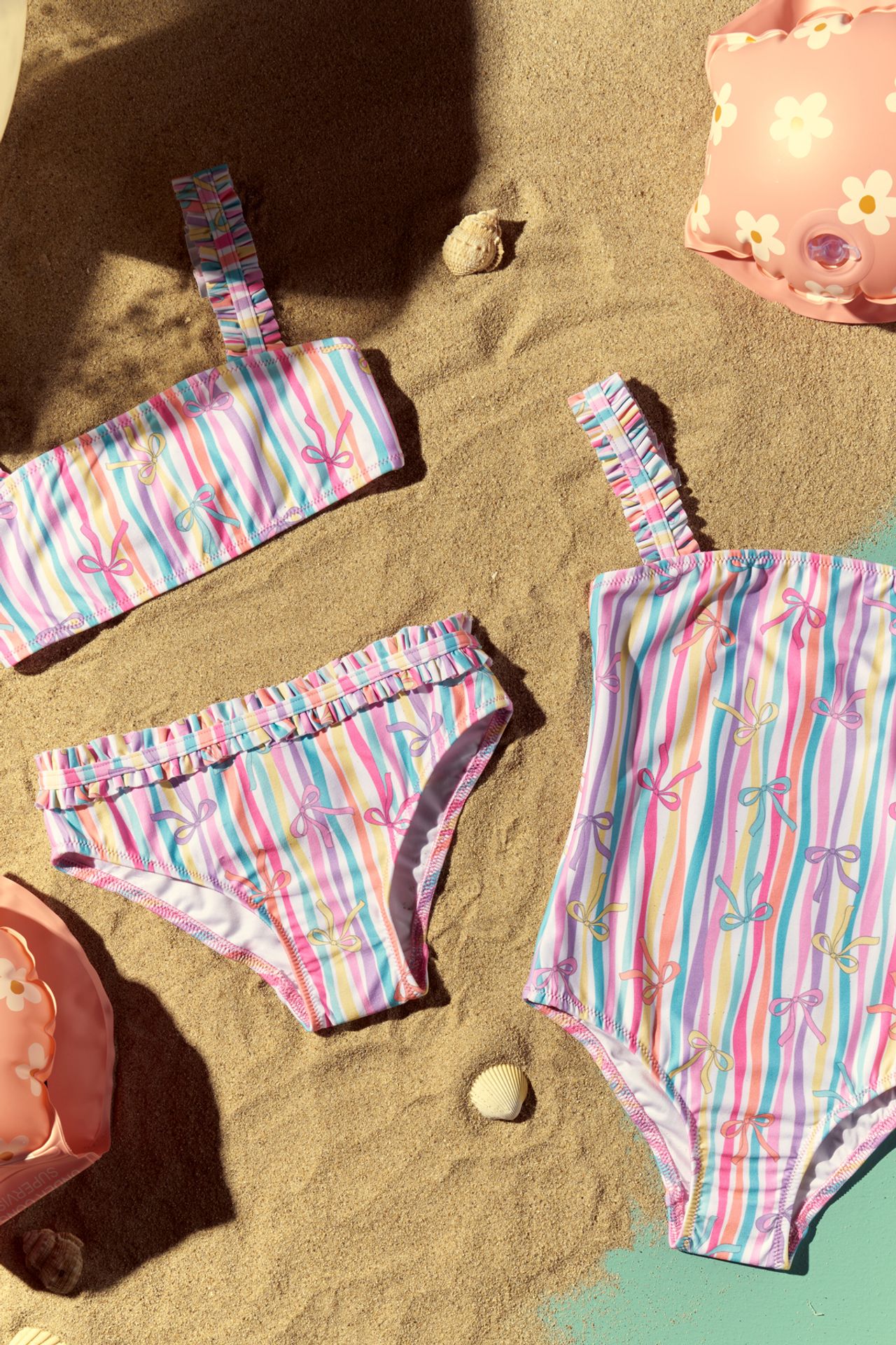 PENTI Girls' Ribbon Patterned Swimsuit 2