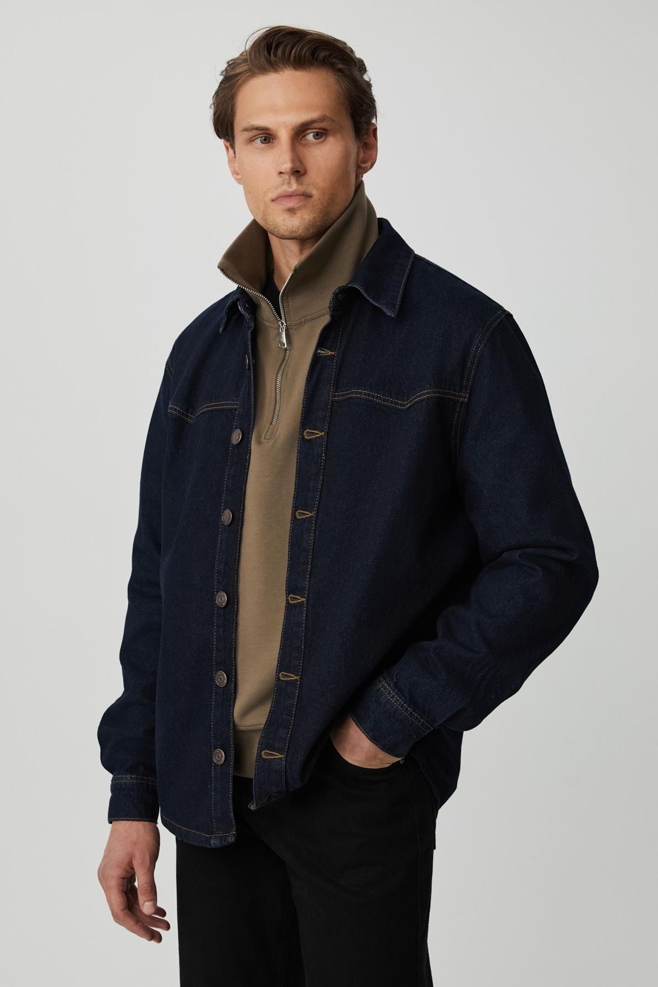 GRIMELANGE Oversize Denim Gömlek Yakalı Ceket 3