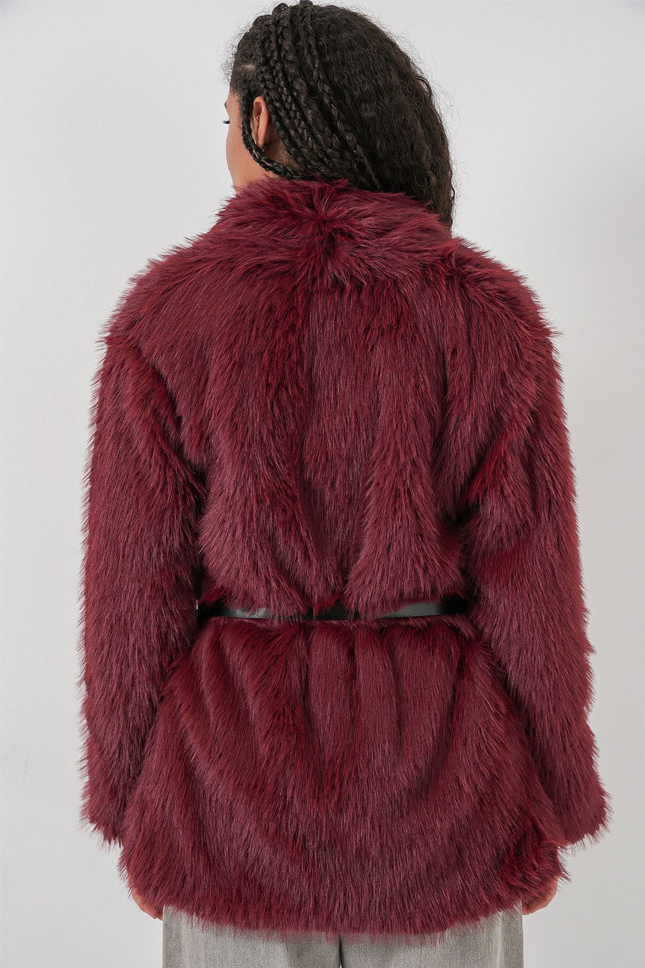 BDART Long Oversized Faux Fur Coat With Belt 12