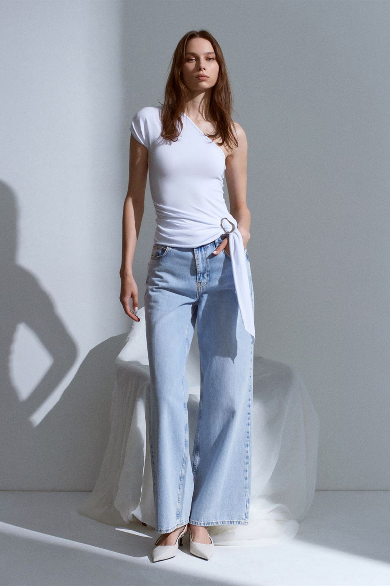 DILVIN Asymmetrical Tie Detail Blouse 5