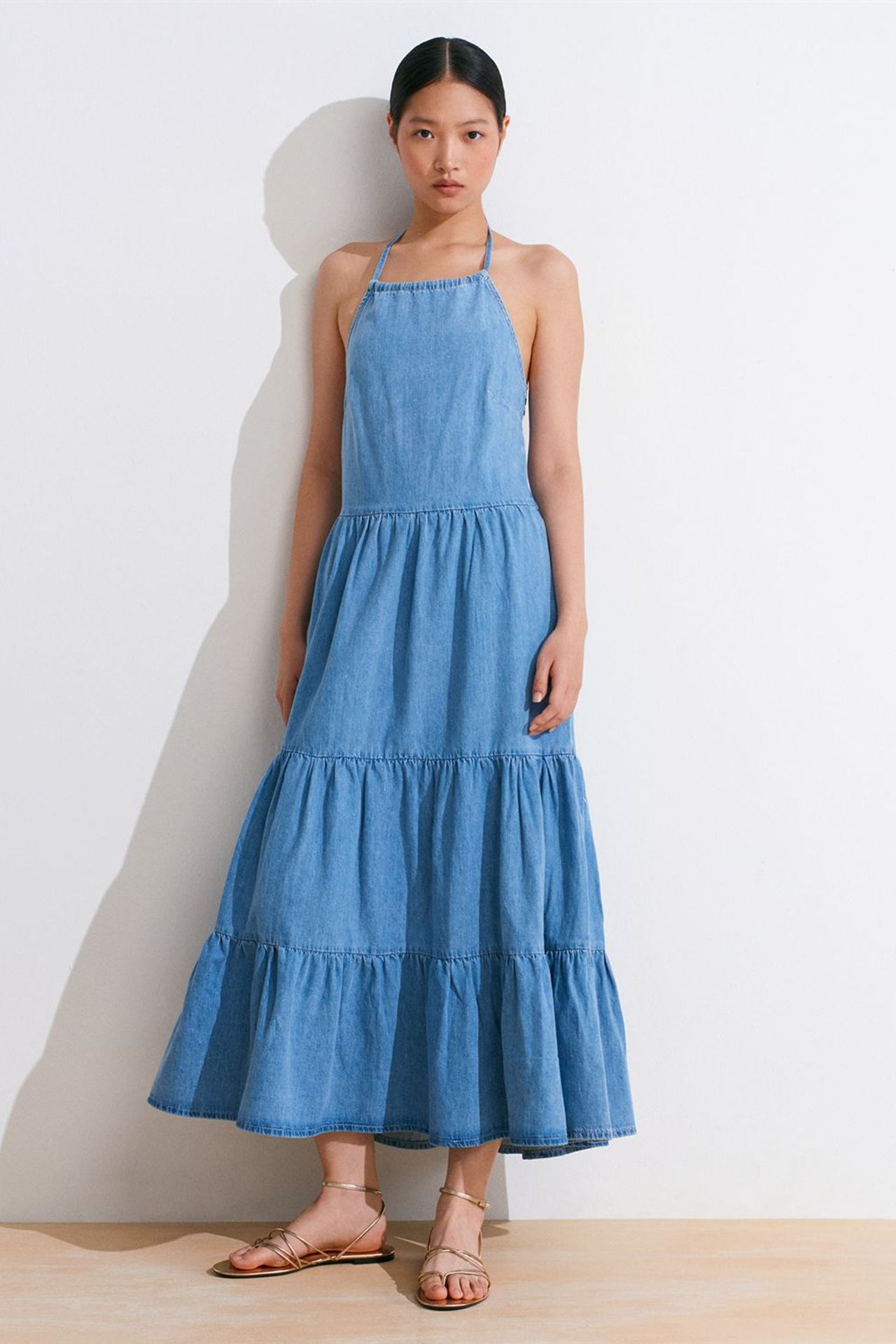 DILVIN Women's Cotton Denim Midi Dress 1