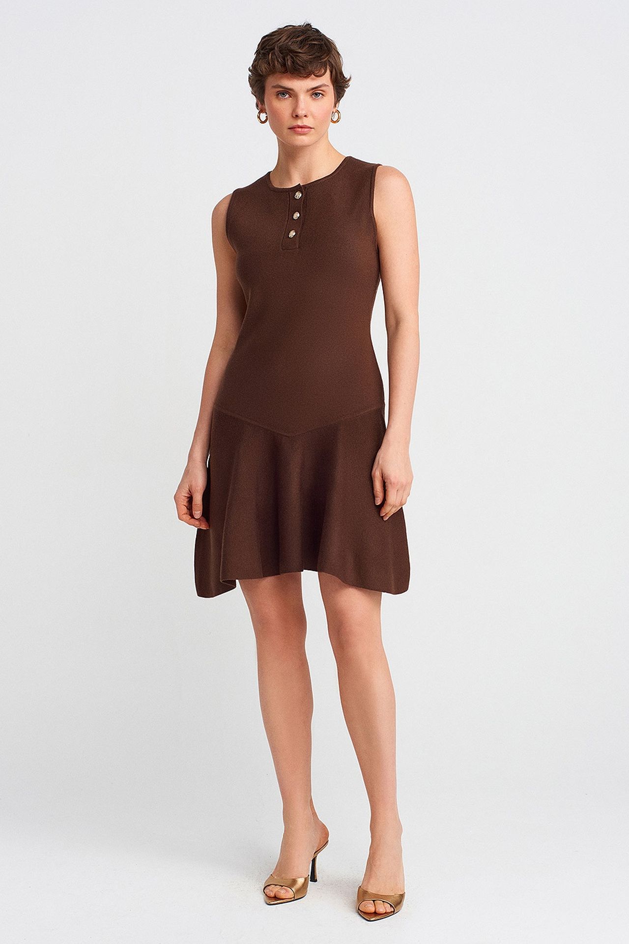 DILVIN Sleeveless Seamless Knit Skater Mini Dress 1