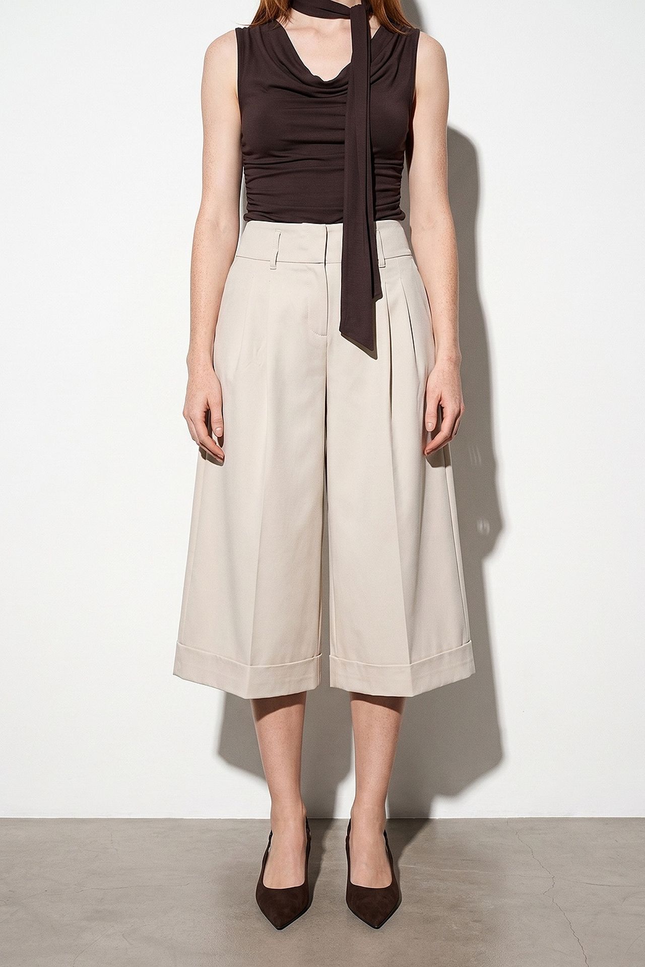DILVIN High-Waist Wide-Leg Crepe Culottes 3