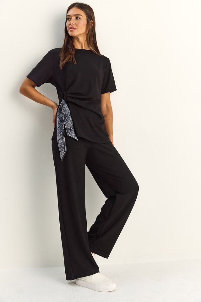 LUCCI Crew Neck T-Shirt and Wide Leg Trousers Set