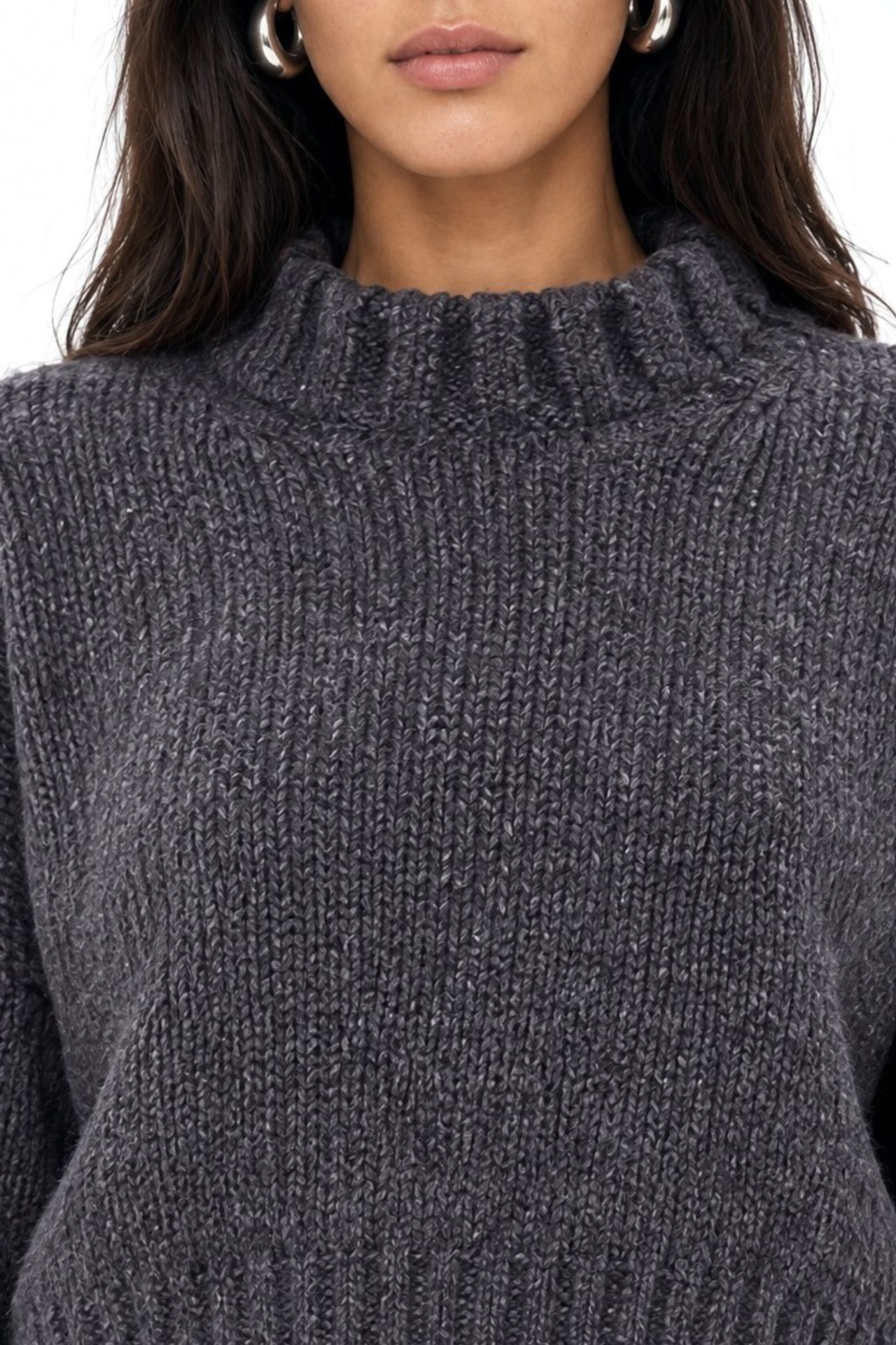 Mixray Thick Turtleneck Textured Crop Sweater 4