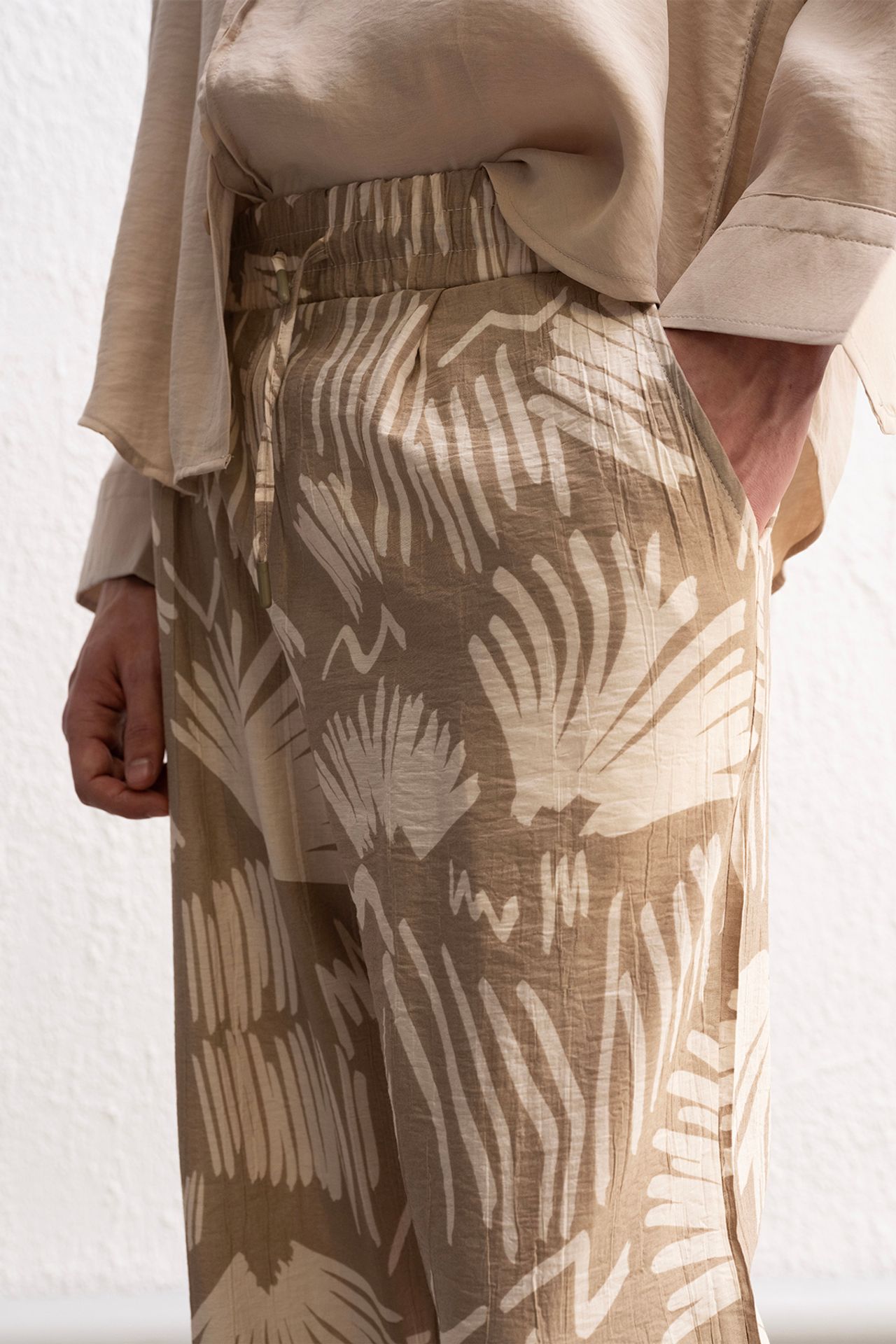 GIESTO Relaxed Fit Wide Leg Patterned Pants with Drawstring Waist 5