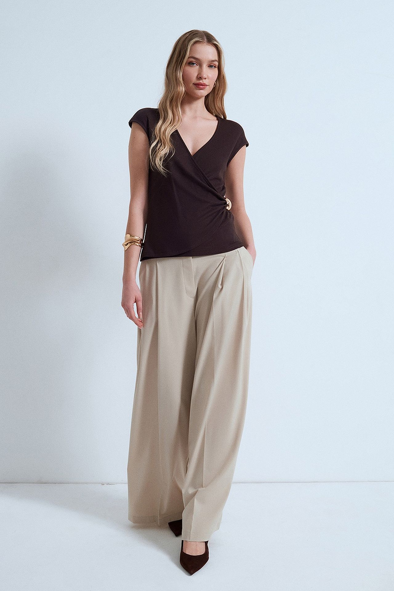 DILVIN Women’s Slim Fit Wrap Blouse 4