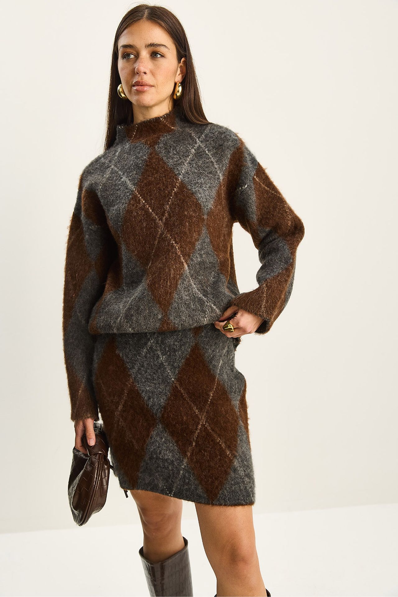 LUCCI Plaid Knitwear Two-Piece Set 5