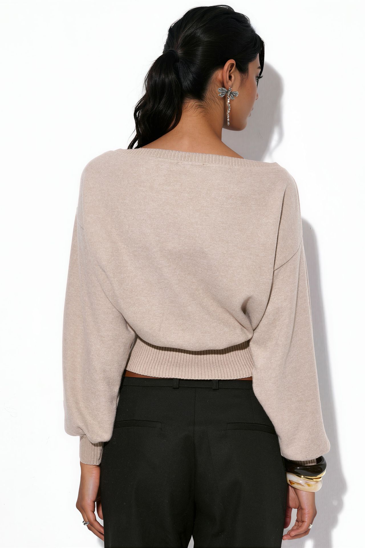 BUSEM Women's Ribbed Crew Neck Sweater 3