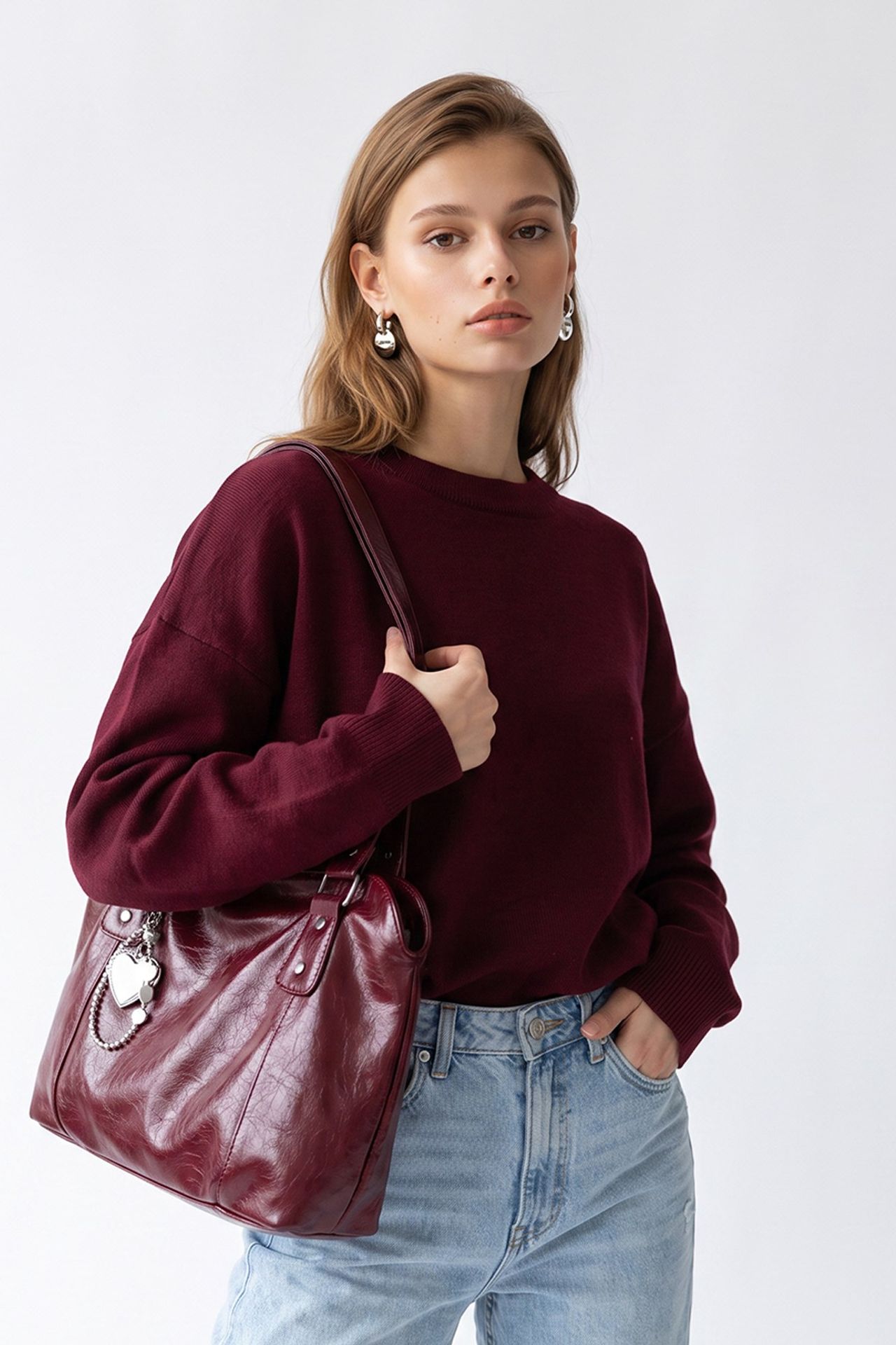 MIXRAY Oversized Ribbed Knit Sweater 5