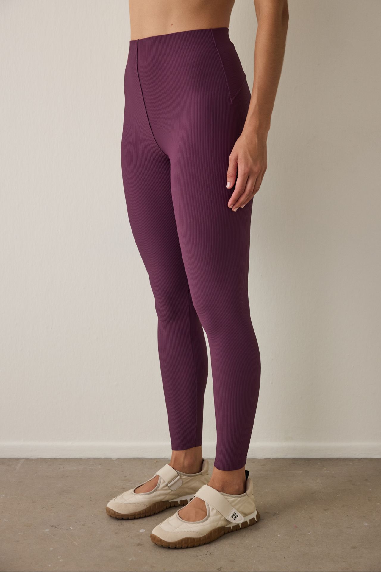 PENTI Cut Detail Ribbed High Waist Shaping Leggings 1