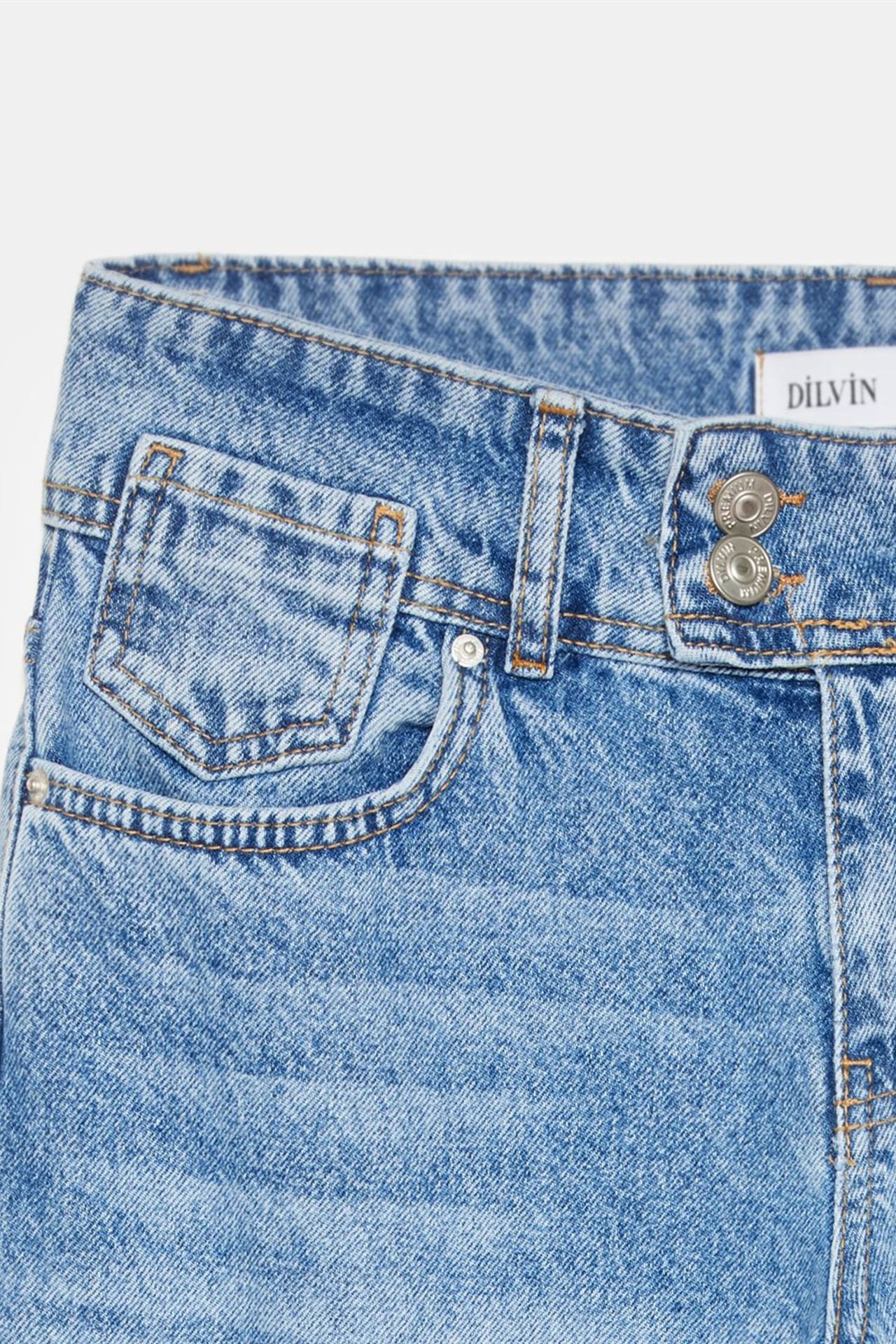 DILVIN Yüksek Bel Geniş Paça Pamuklu Jean 7
