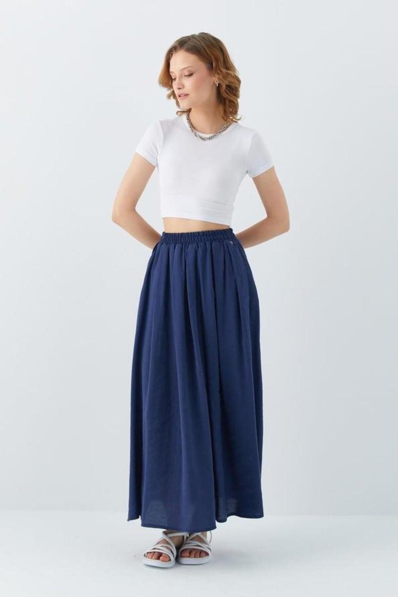 Mixray High-Waisted Long Skirt with Pockets 2