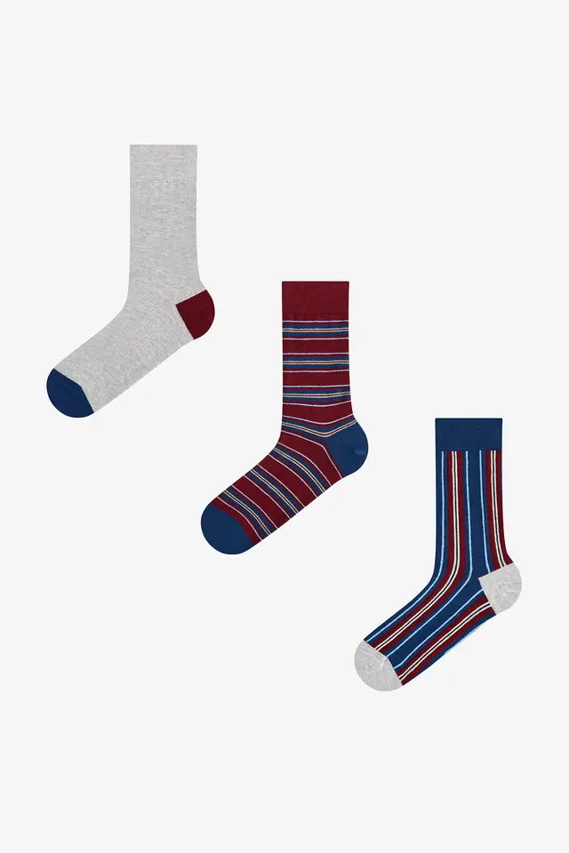 PENTI Men's Groove Striped Pair Crew Socks