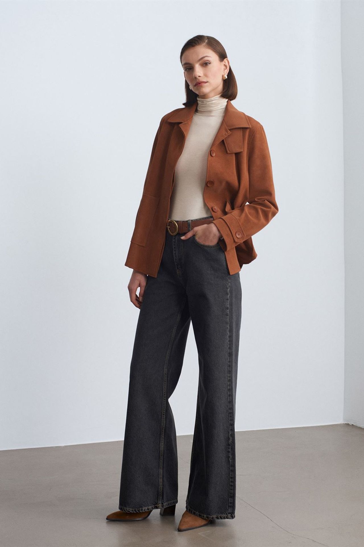 DILVIN Women's Faux Suede Button Jacket 4